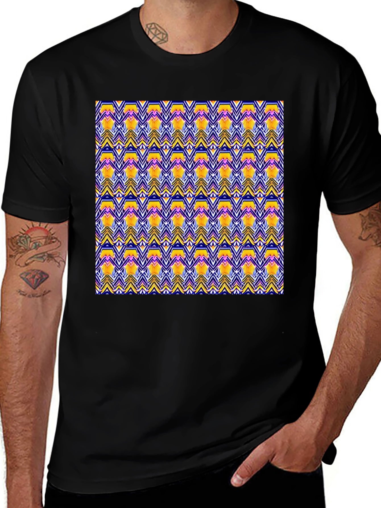 Geometric Pattern Black T-Shirt
