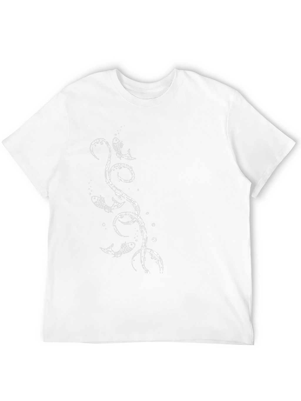 Mens Black T-Shirt with Fish Graphic Print