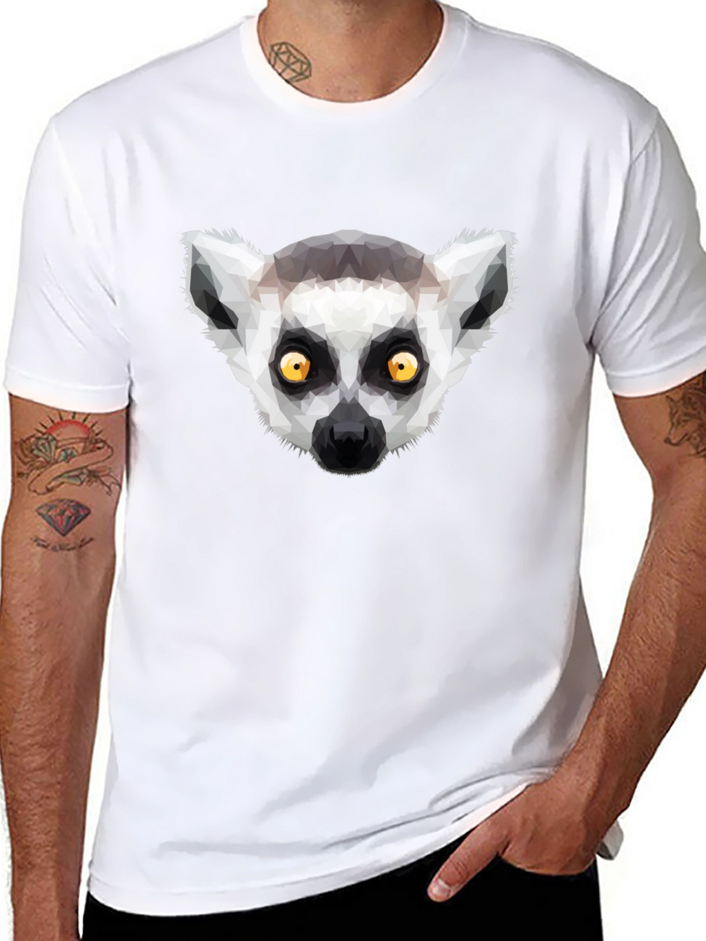 Geometric Lemur Graphic Tee - Modern Animal Design