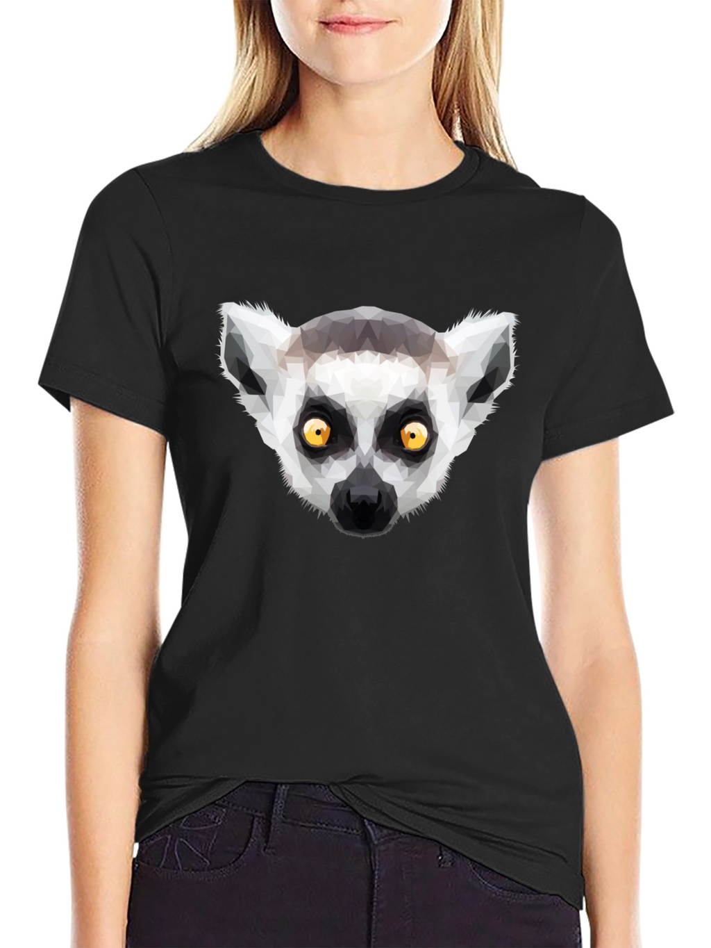 Geometric Lemur Graphic Tee - Modern Animal Design