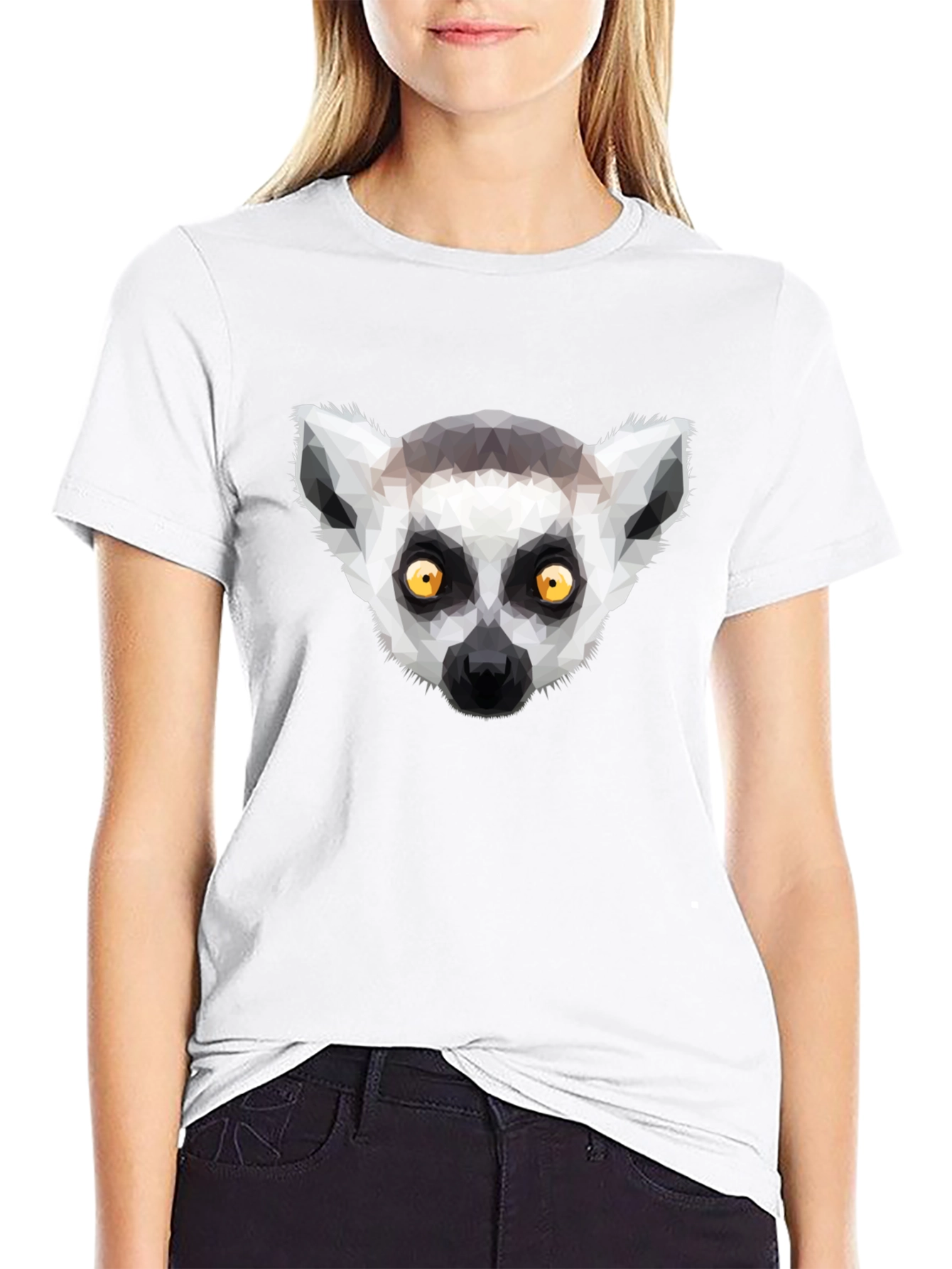 Geometric Lemur Graphic Tee - Modern Animal Design