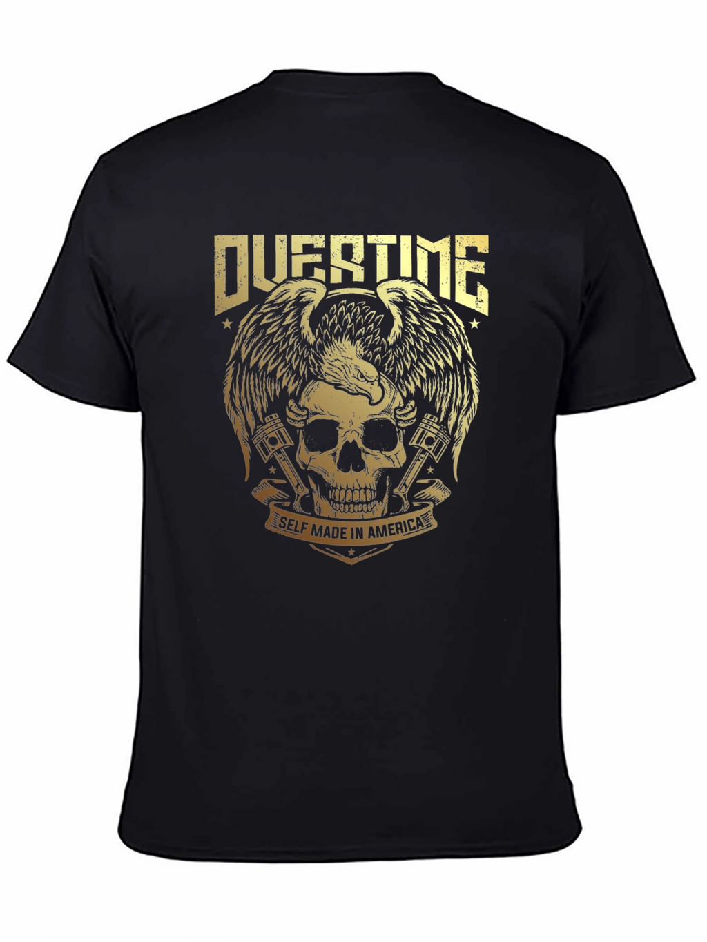 Overtime Skull & Eagle Graphic Tee - Black