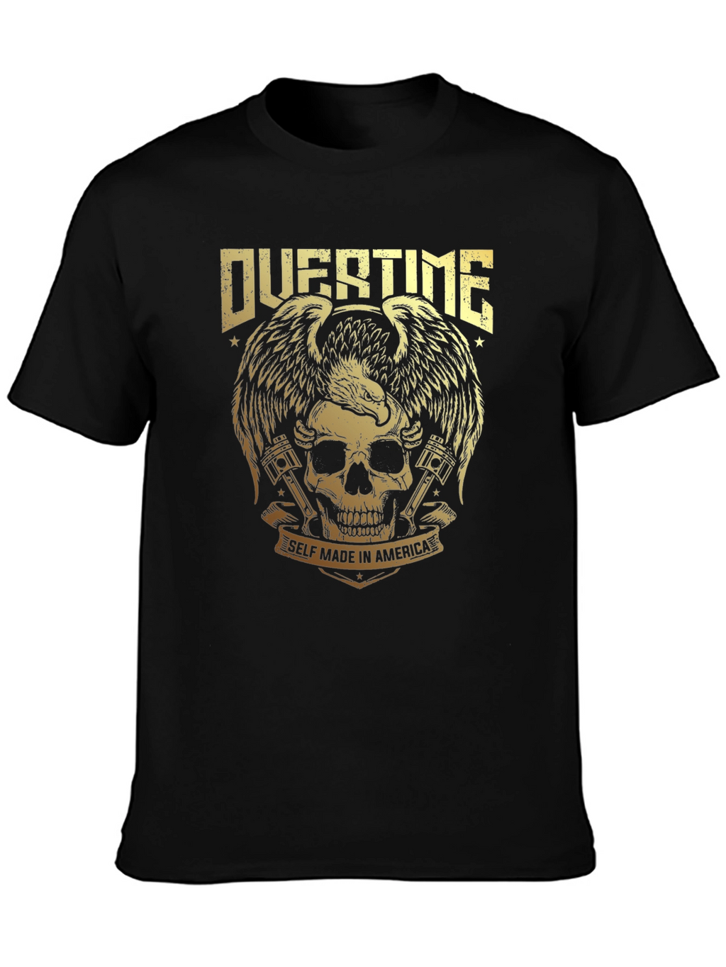 Overtime Skull & Eagle Graphic Tee - Black