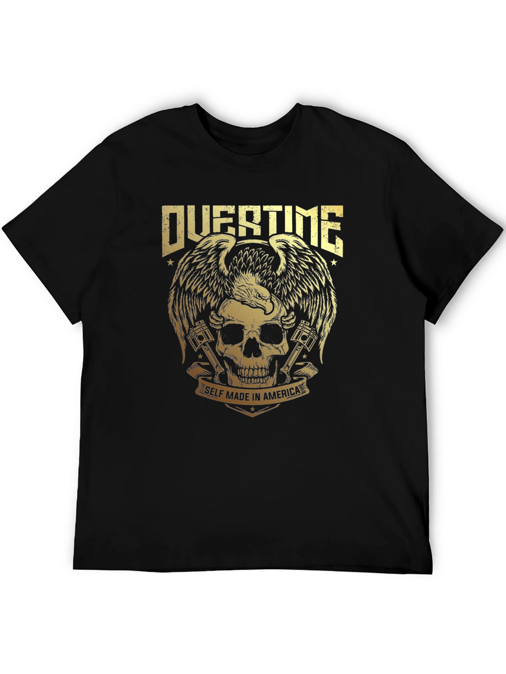 Overtime Skull & Eagle Graphic Tee - Black