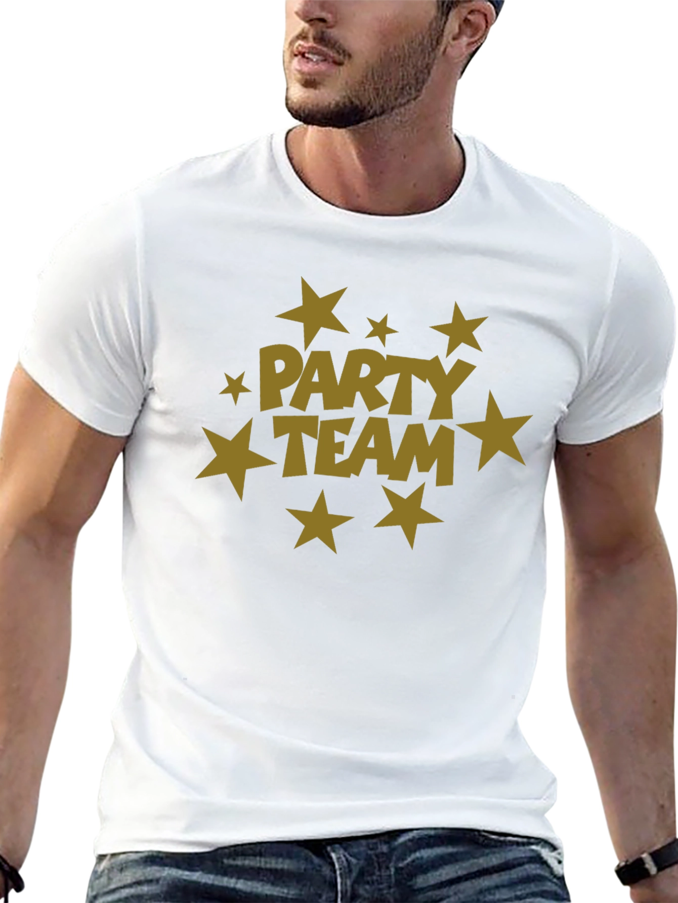 Party Team Graphic Print Black T-Shirt