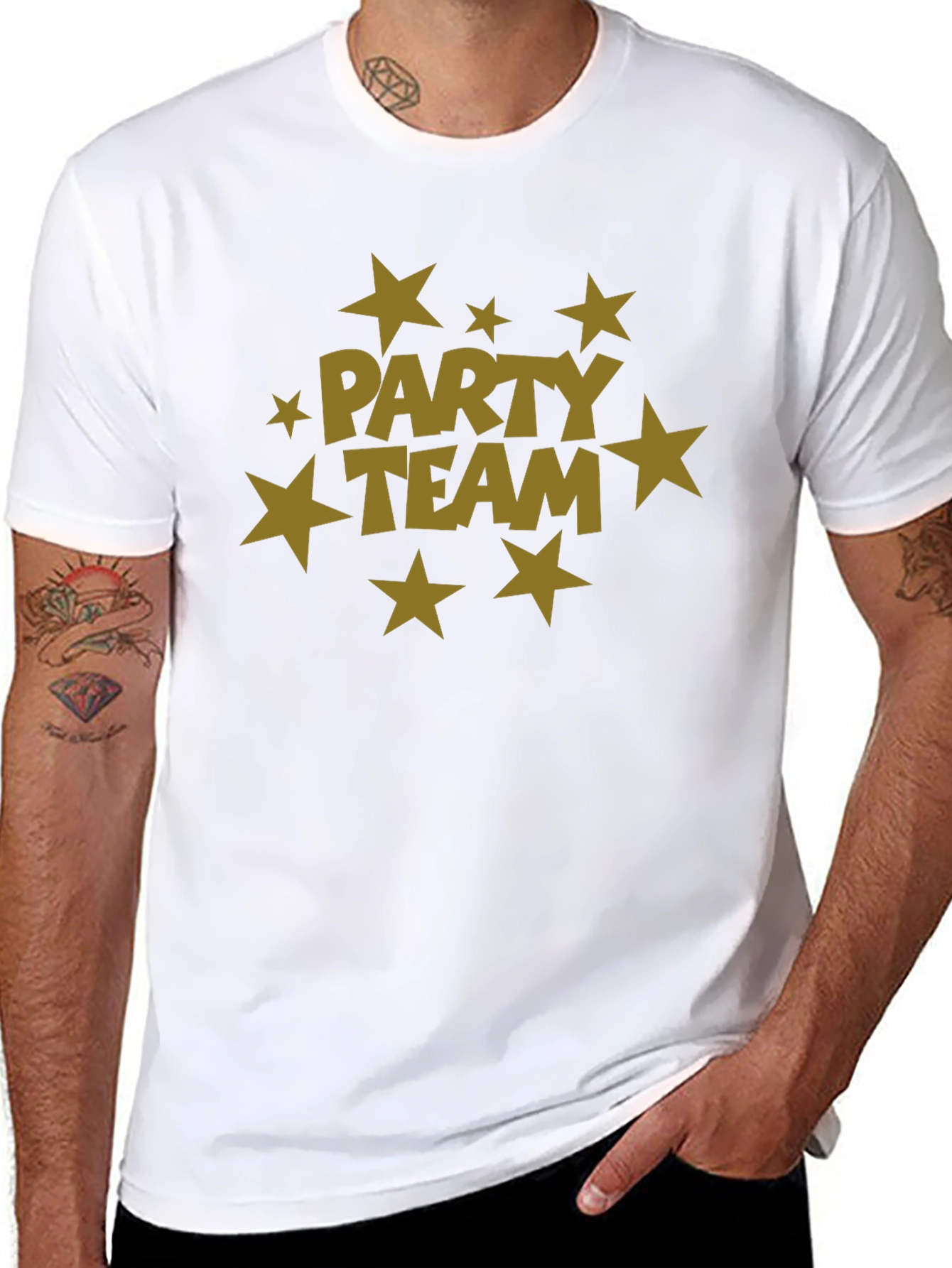 Party Team Graphic Print Black T-Shirt