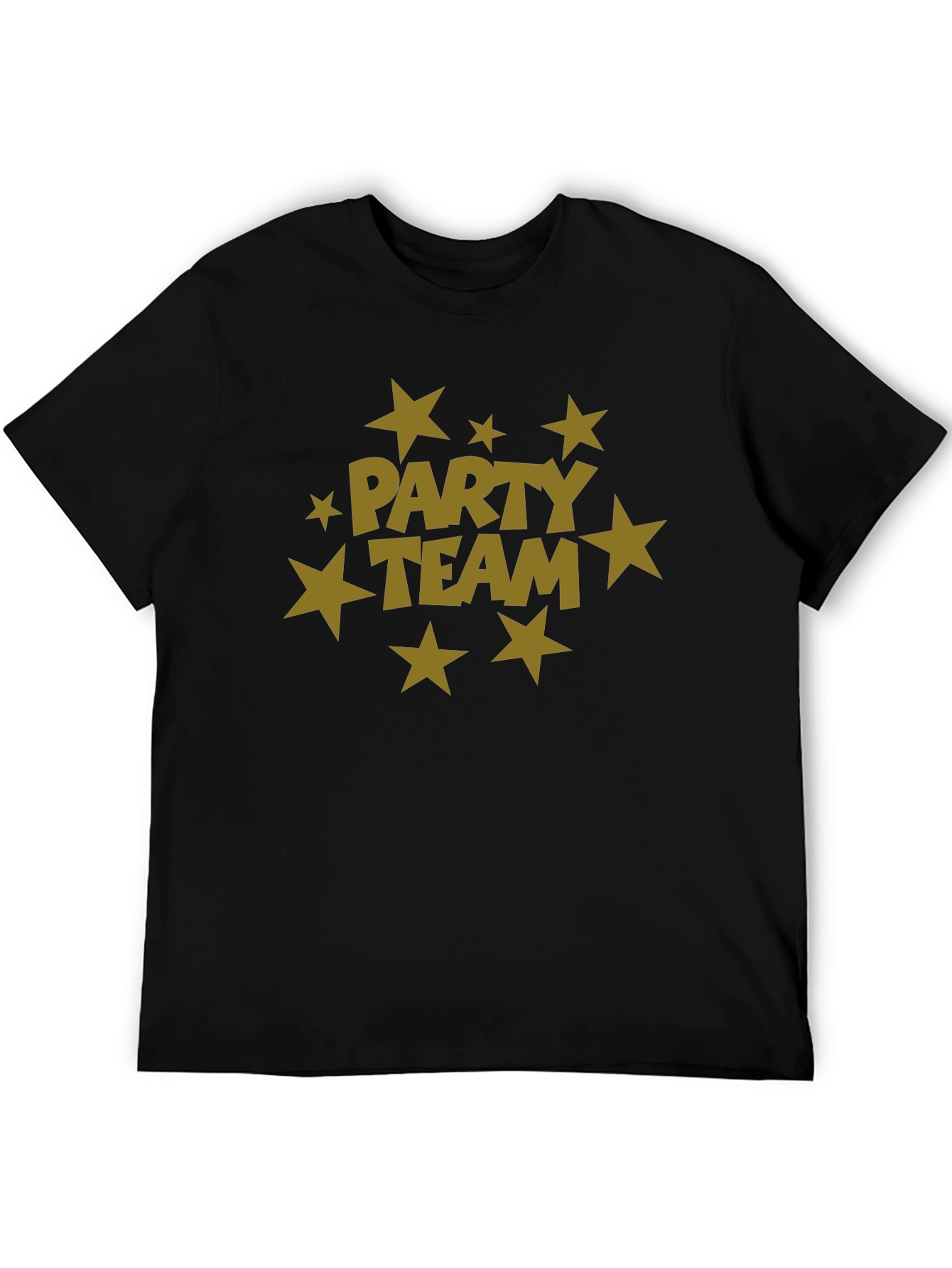 Party Team Graphic Print Black T-Shirt