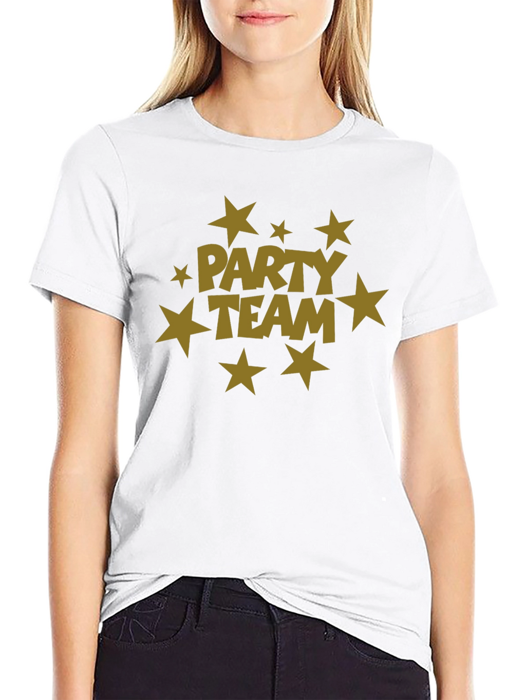 Party Team Graphic Print Black T-Shirt