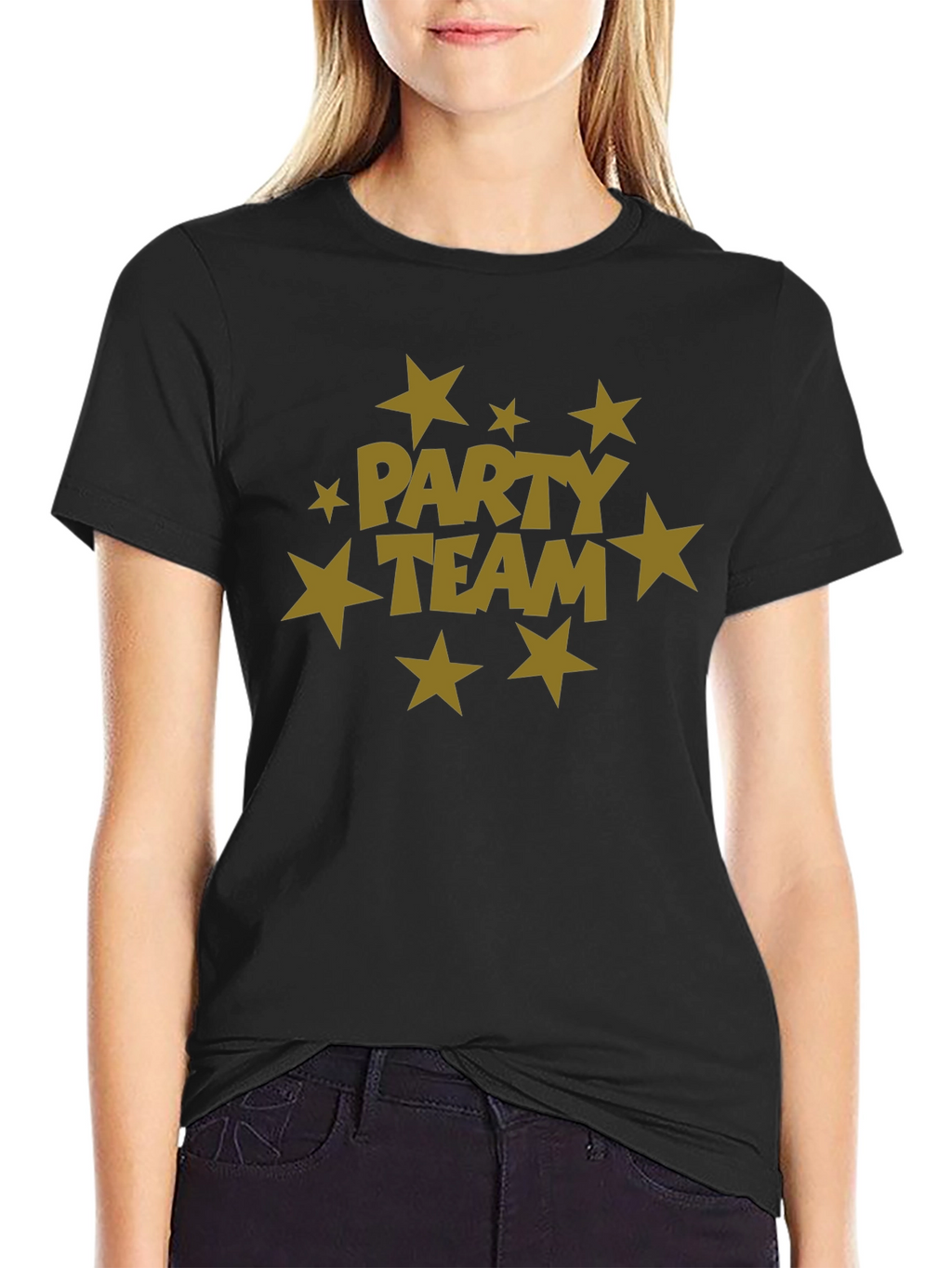 Party Team Graphic Print Black T-Shirt