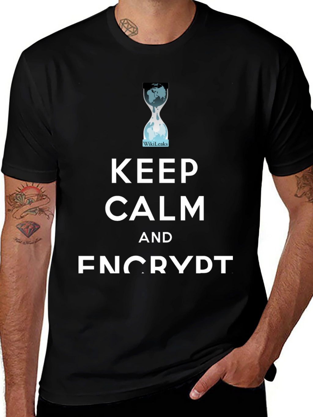 Keep Calm and Encrypt T-Shirt WikiLeaks Hourglass Tee