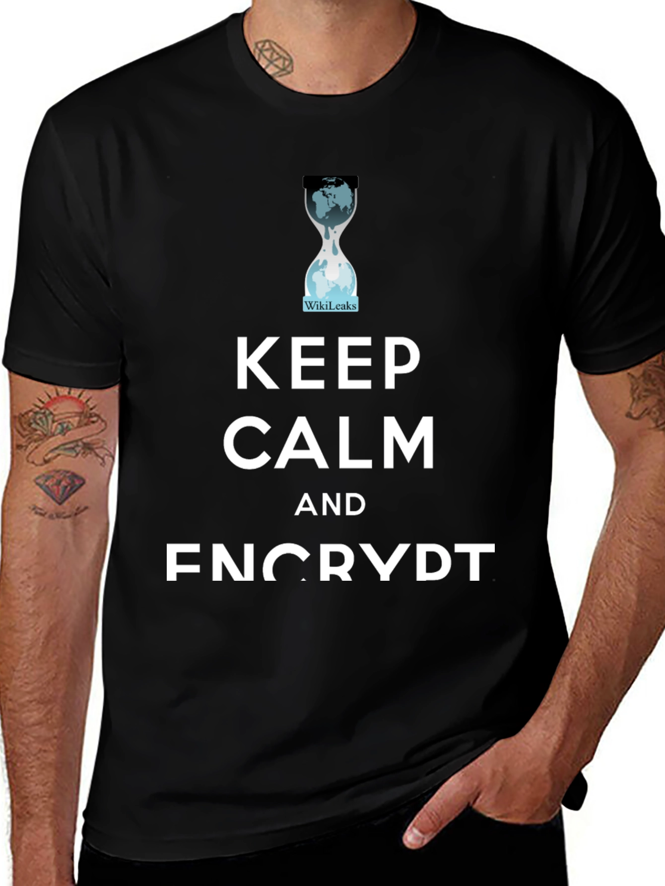 Keep Calm and Encrypt T-Shirt WikiLeaks Hourglass Tee