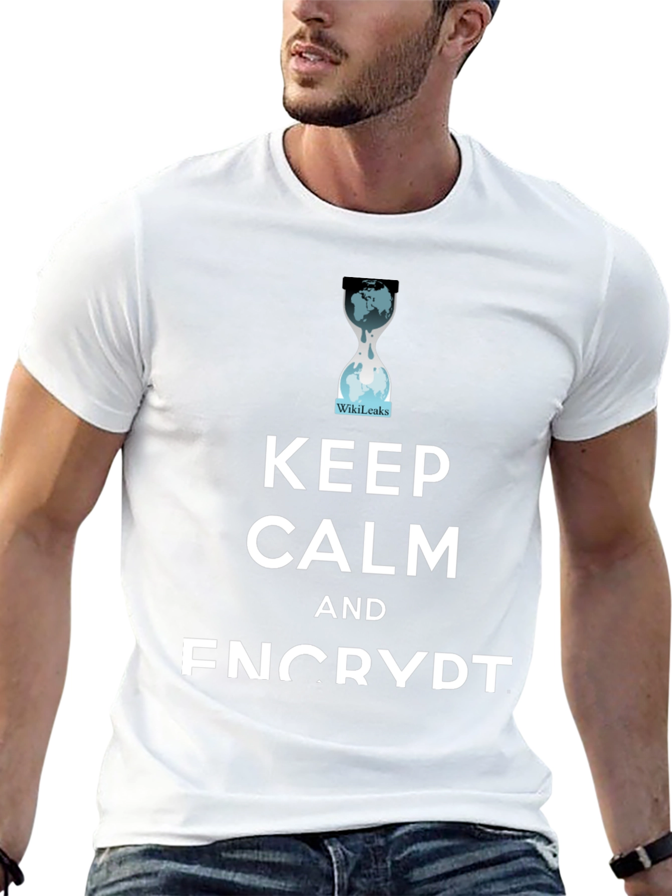 Keep Calm and Encrypt T-Shirt WikiLeaks Hourglass Tee