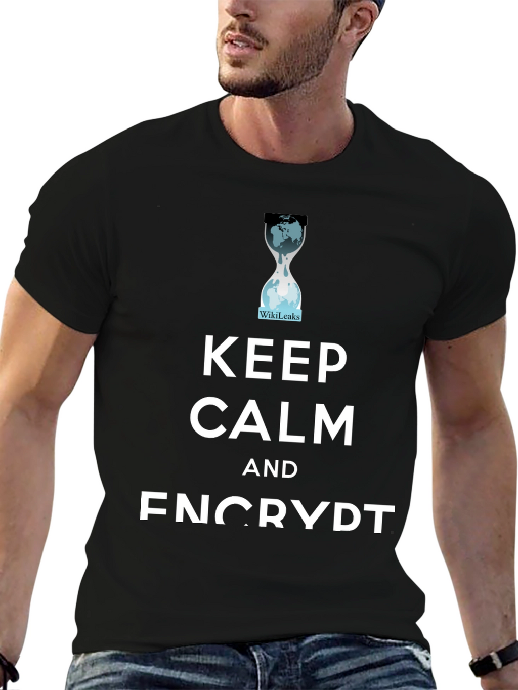 Keep Calm and Encrypt T-Shirt WikiLeaks Hourglass Tee