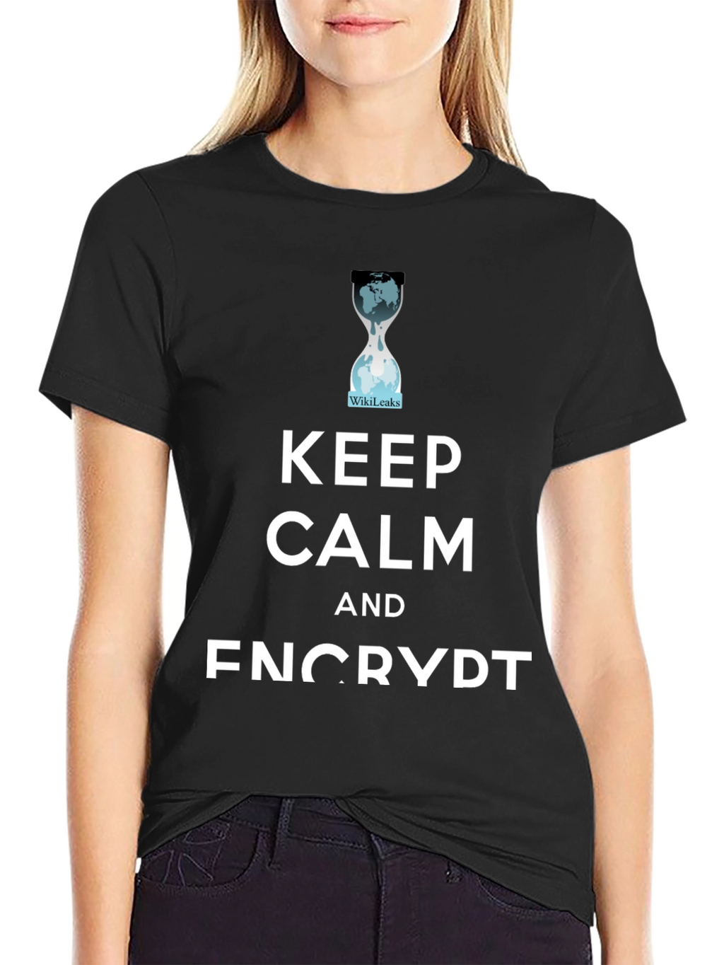 Keep Calm and Encrypt T-Shirt WikiLeaks Hourglass Tee