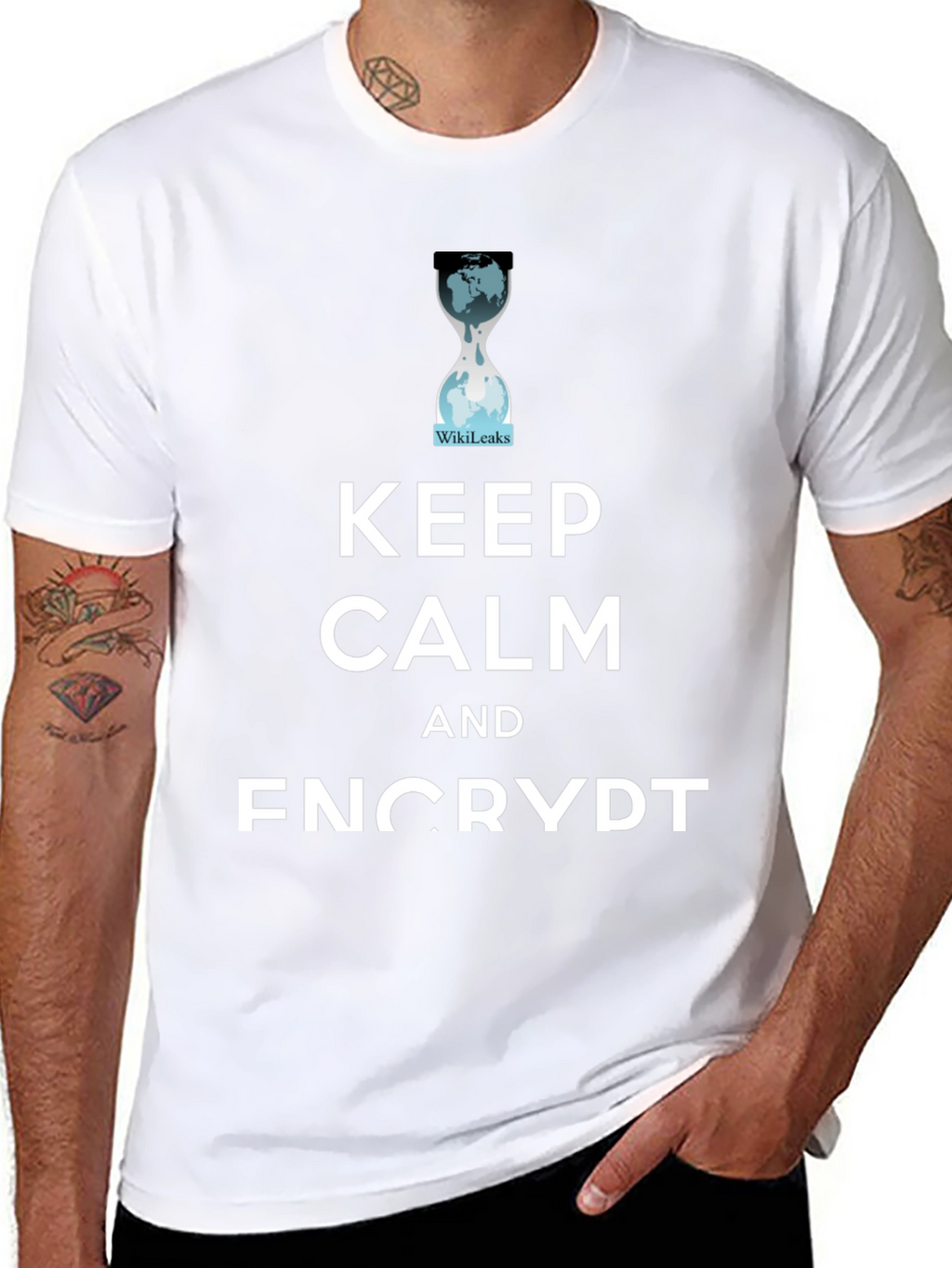 Keep Calm and Encrypt T-Shirt WikiLeaks Hourglass Tee