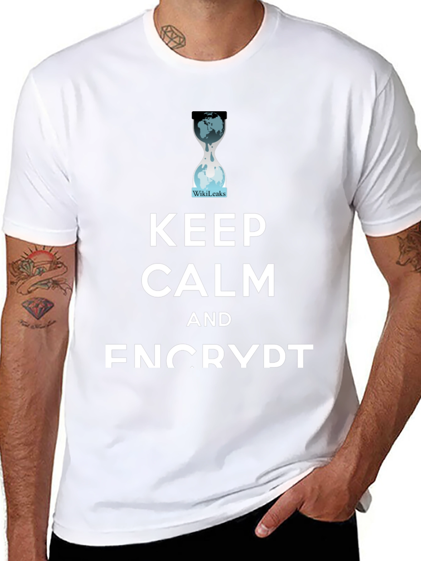 Keep Calm and Encrypt T-Shirt WikiLeaks Hourglass Tee