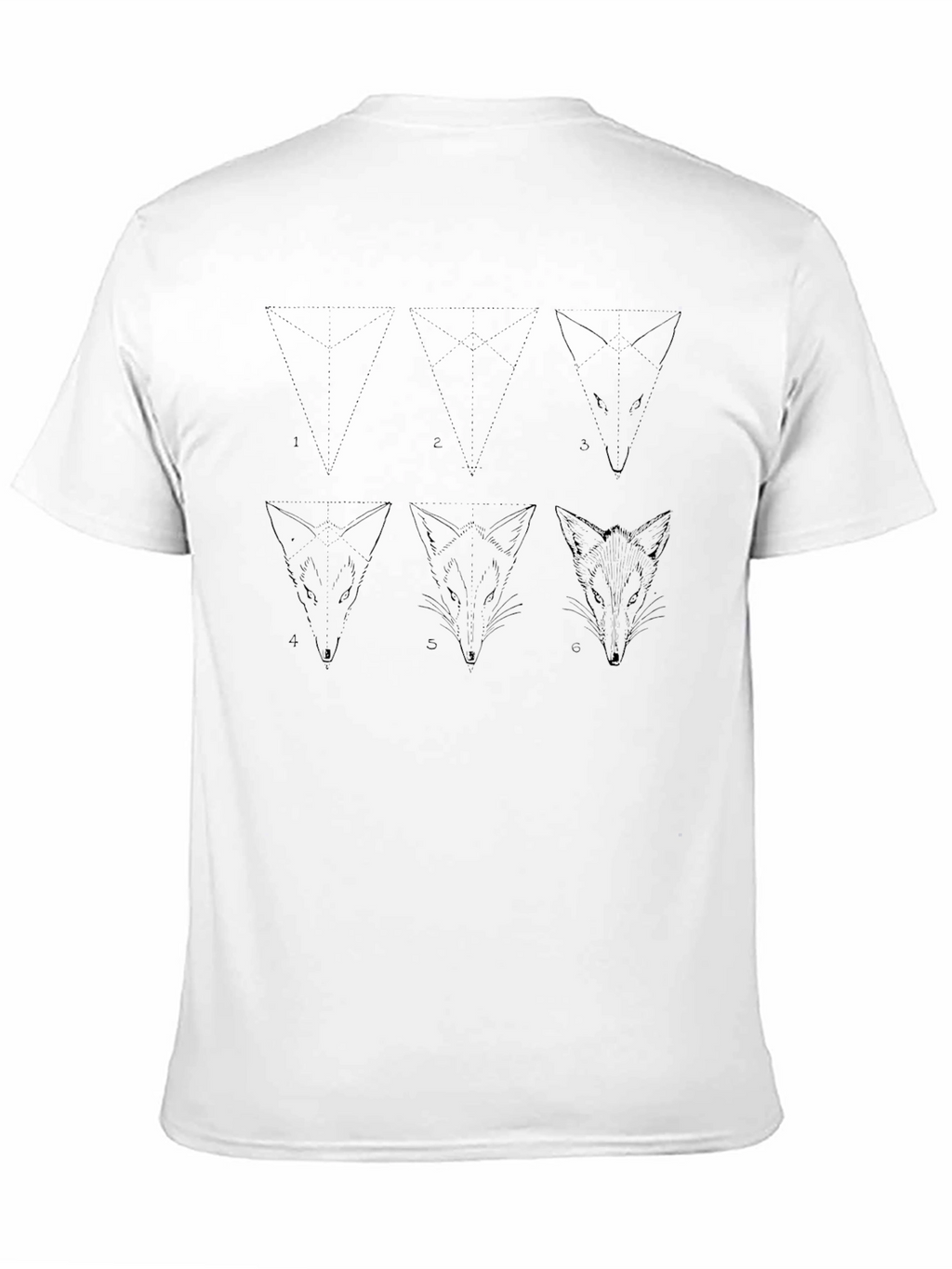 Geometric Fox Head Print Black T-Shirt
