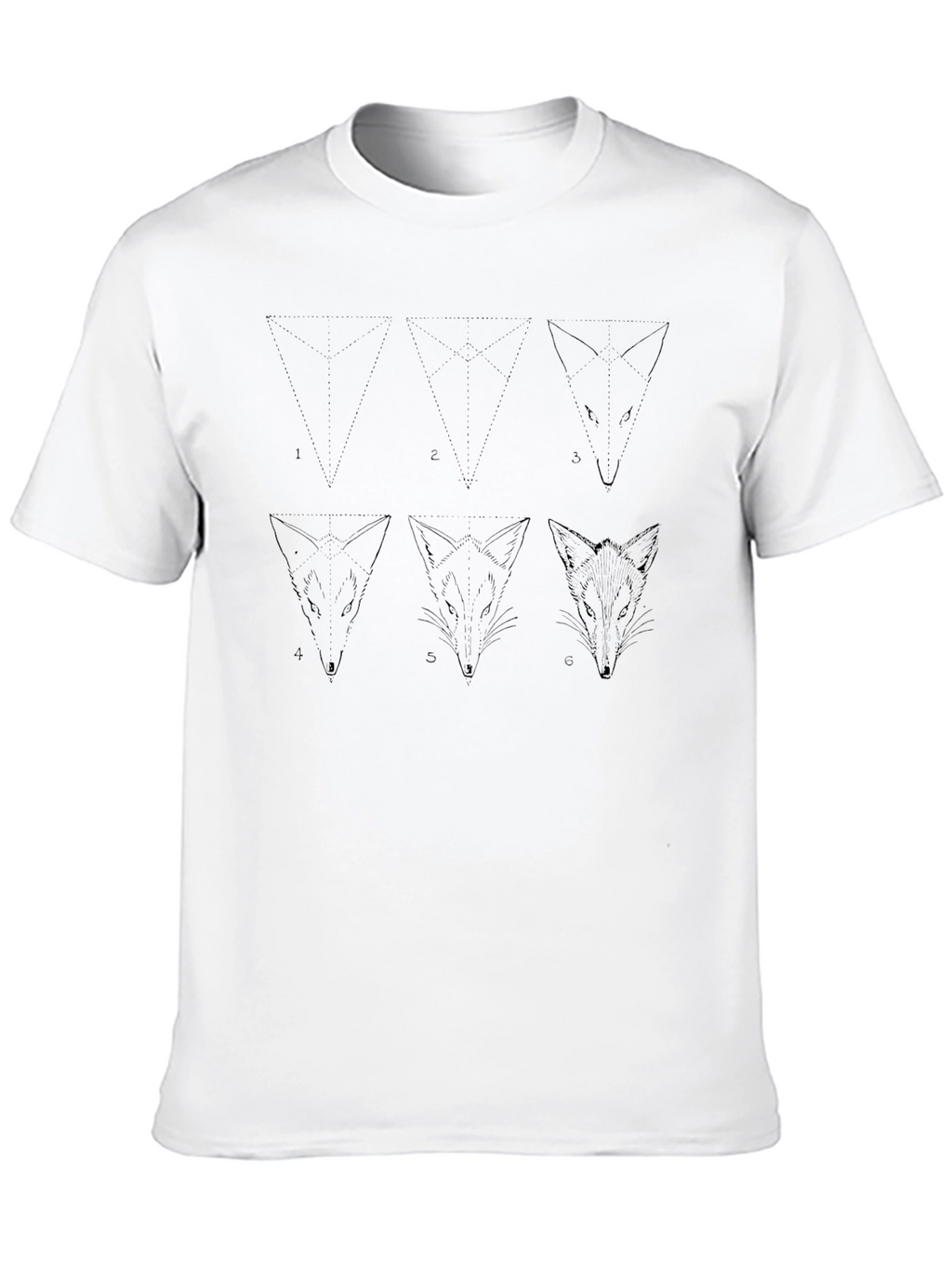 Geometric Fox Head Print Black T-Shirt