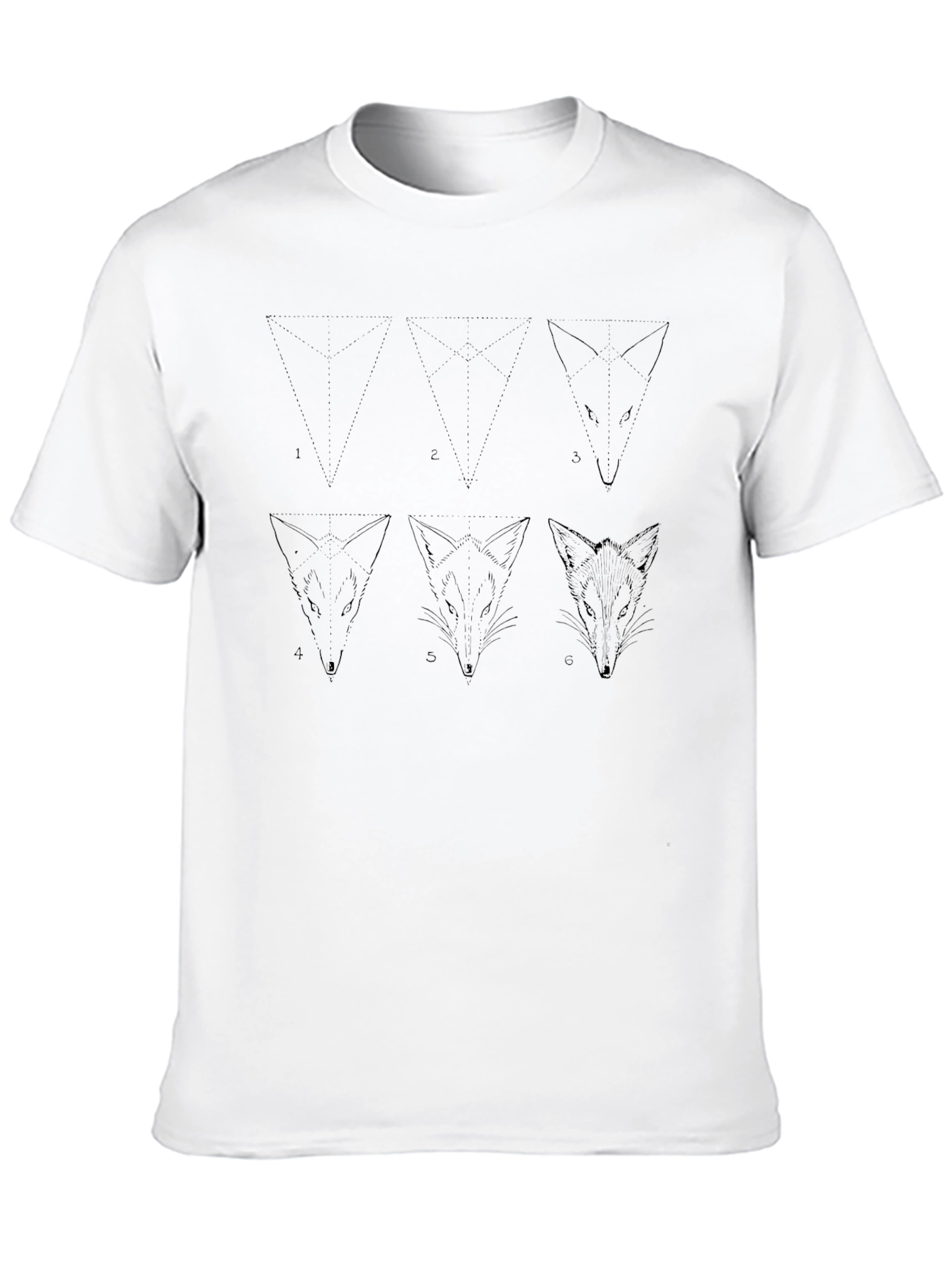Geometric Fox Head Print Black T-Shirt
