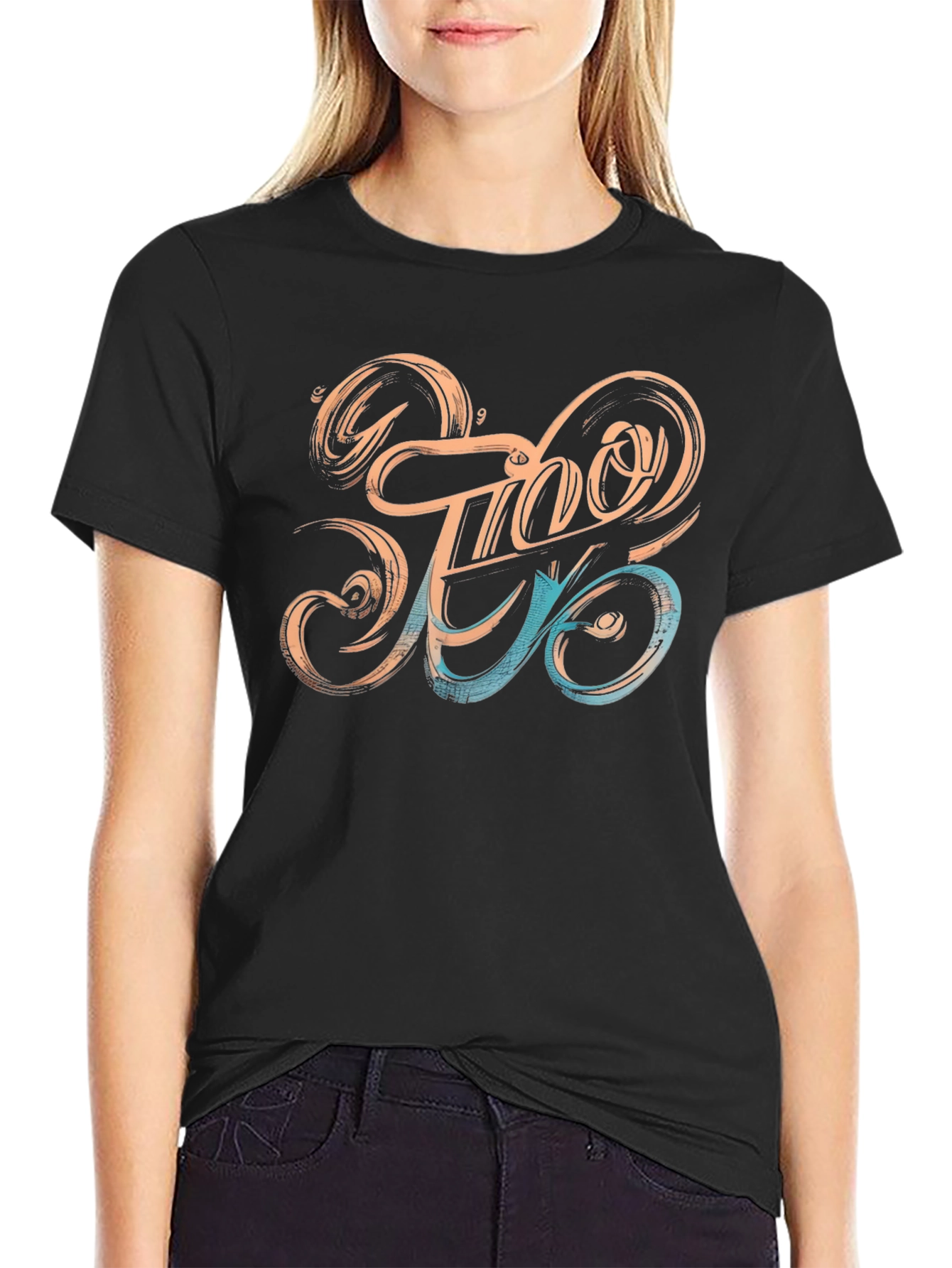 Stylish Black T-Shirt with Unique Graphic Design