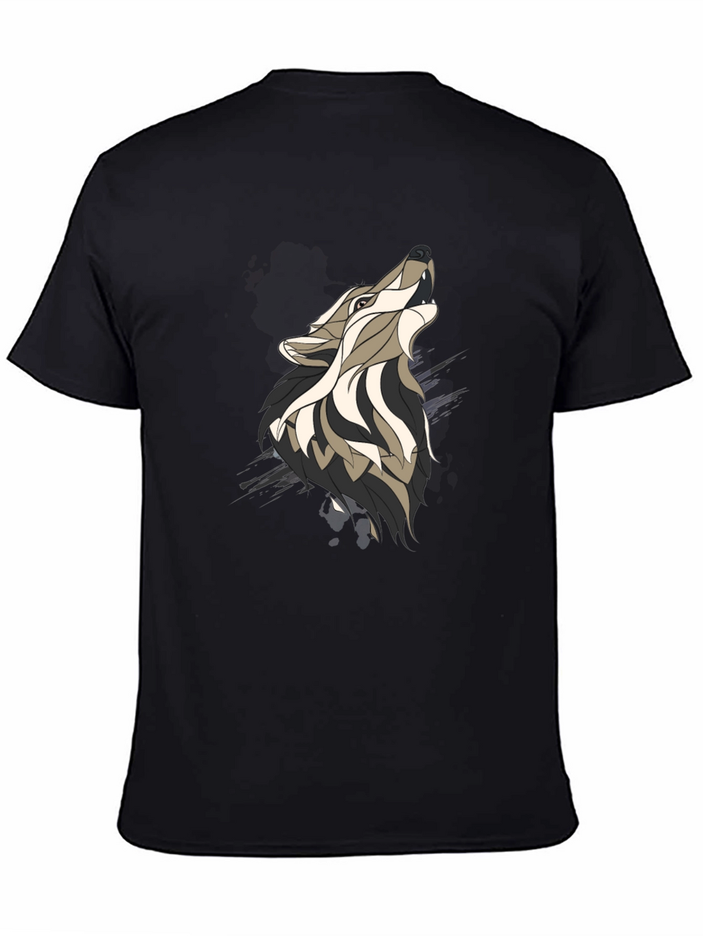 Wolf Graphic Print Mens Black T-Shirt