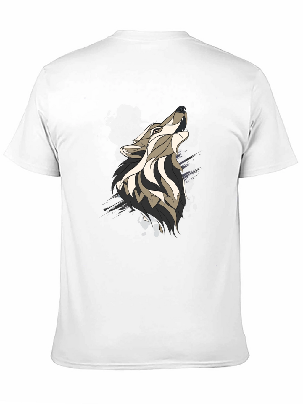 Wolf Graphic Print Mens Black T-Shirt