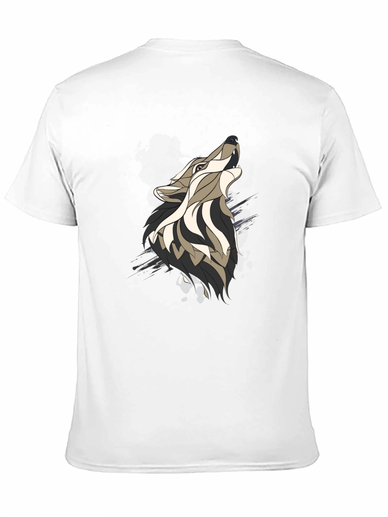 Wolf Graphic Print Mens Black T-Shirt