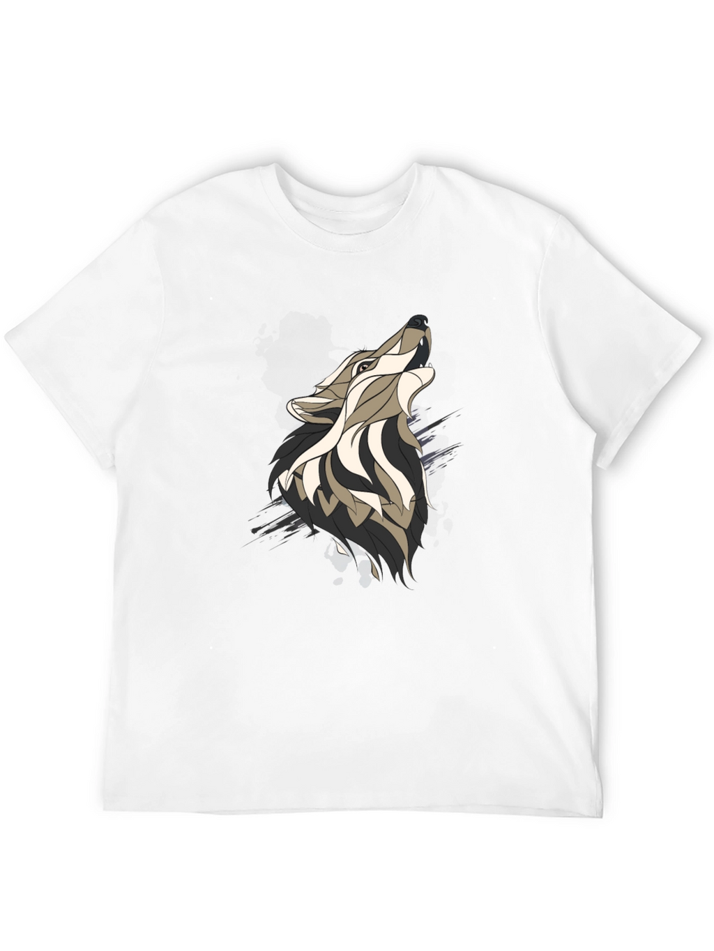 Wolf Graphic Print Mens Black T-Shirt