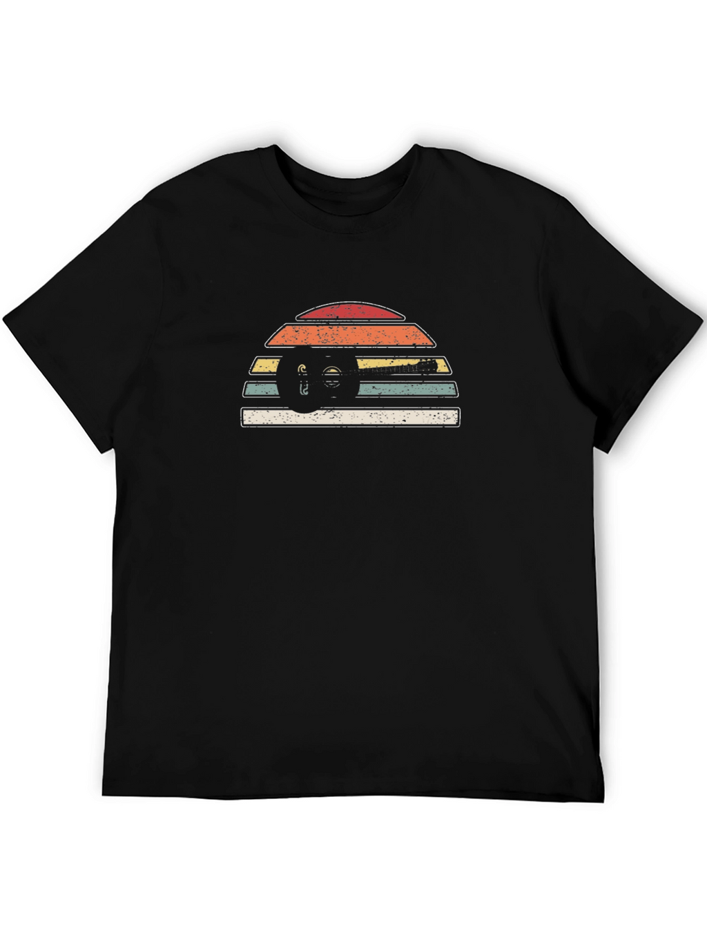 Retro Sunset Car Graphic Tee - Black