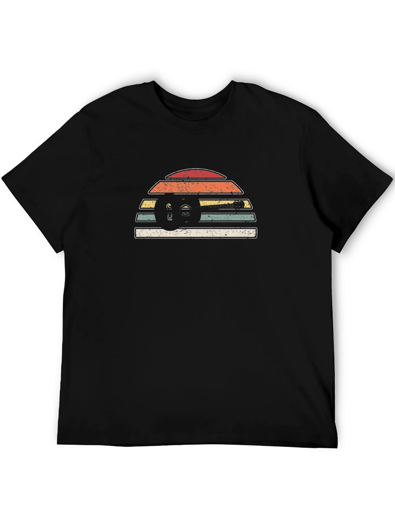 Retro Sunset Car Graphic Tee - Black
