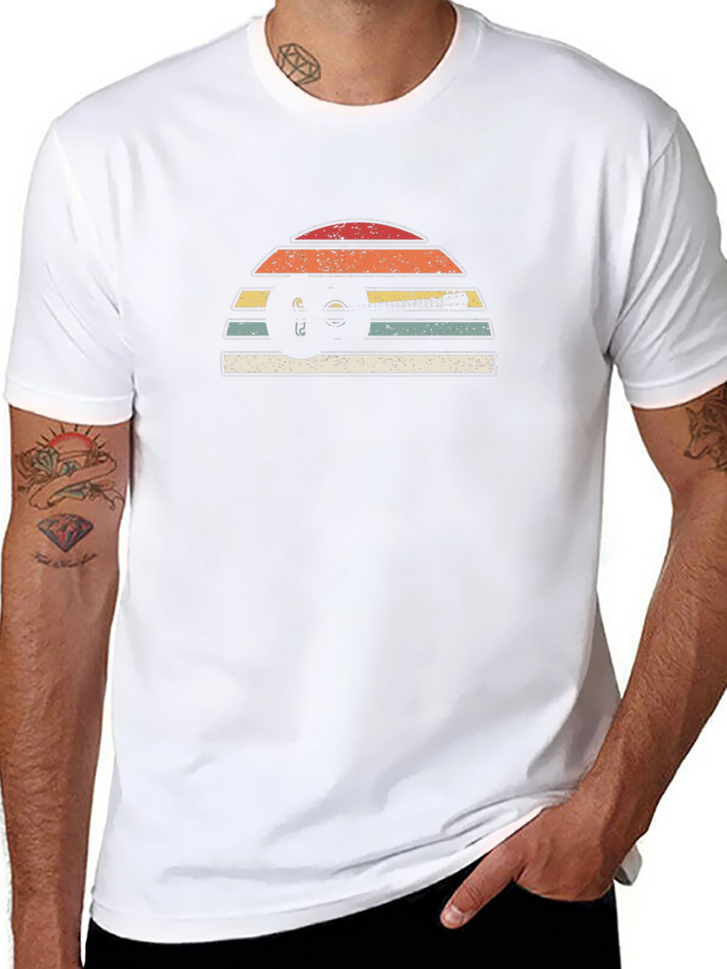 Retro Sunset Car Graphic Tee - Black