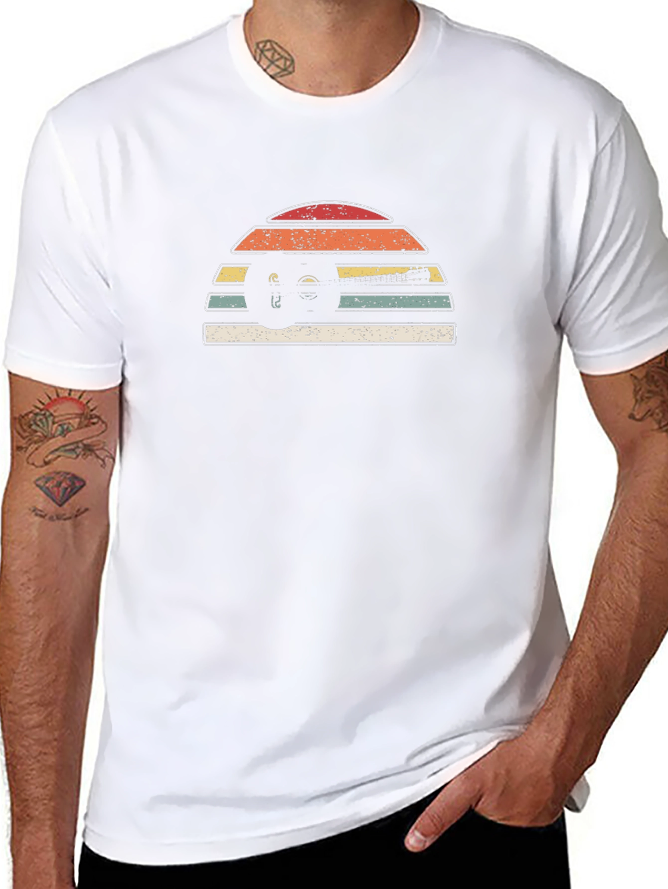 Retro Sunset Car Graphic Tee - Black