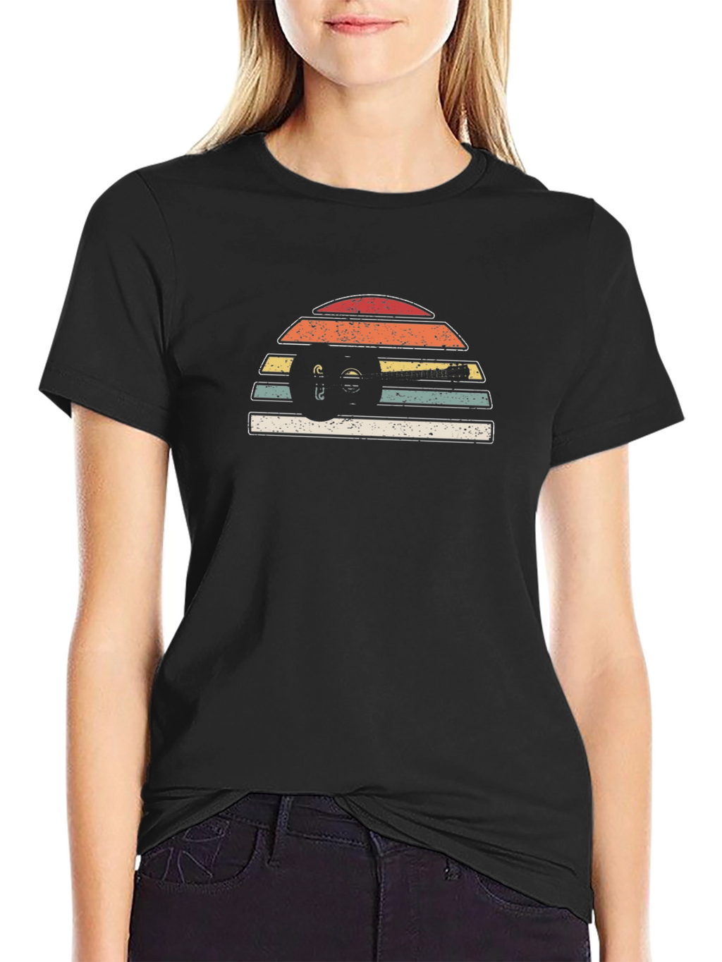 Retro Sunset Car Graphic Tee - Black