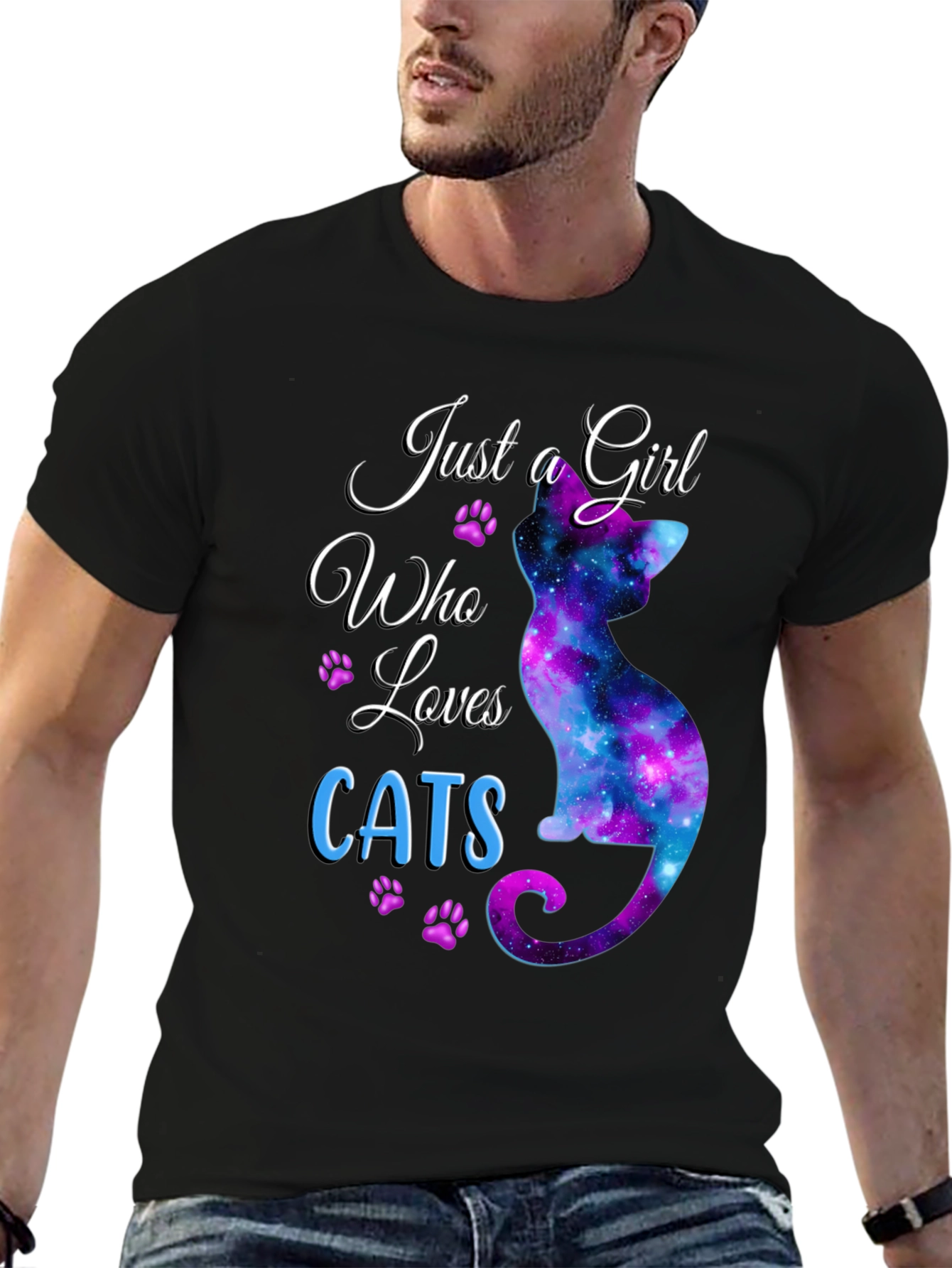 Just a Girl Who Loves Cats Galaxy T-Shirt