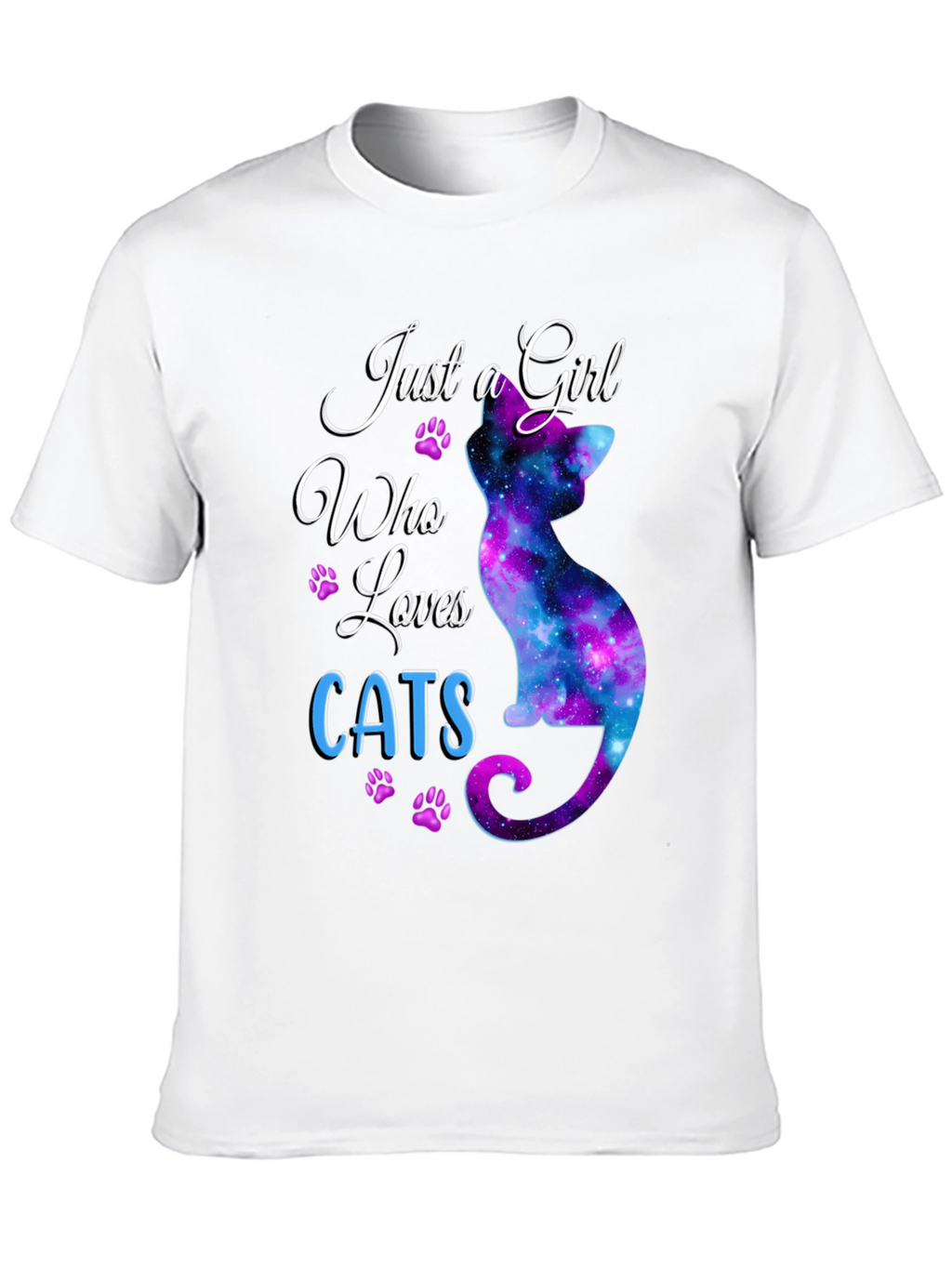 Just a Girl Who Loves Cats Galaxy T-Shirt