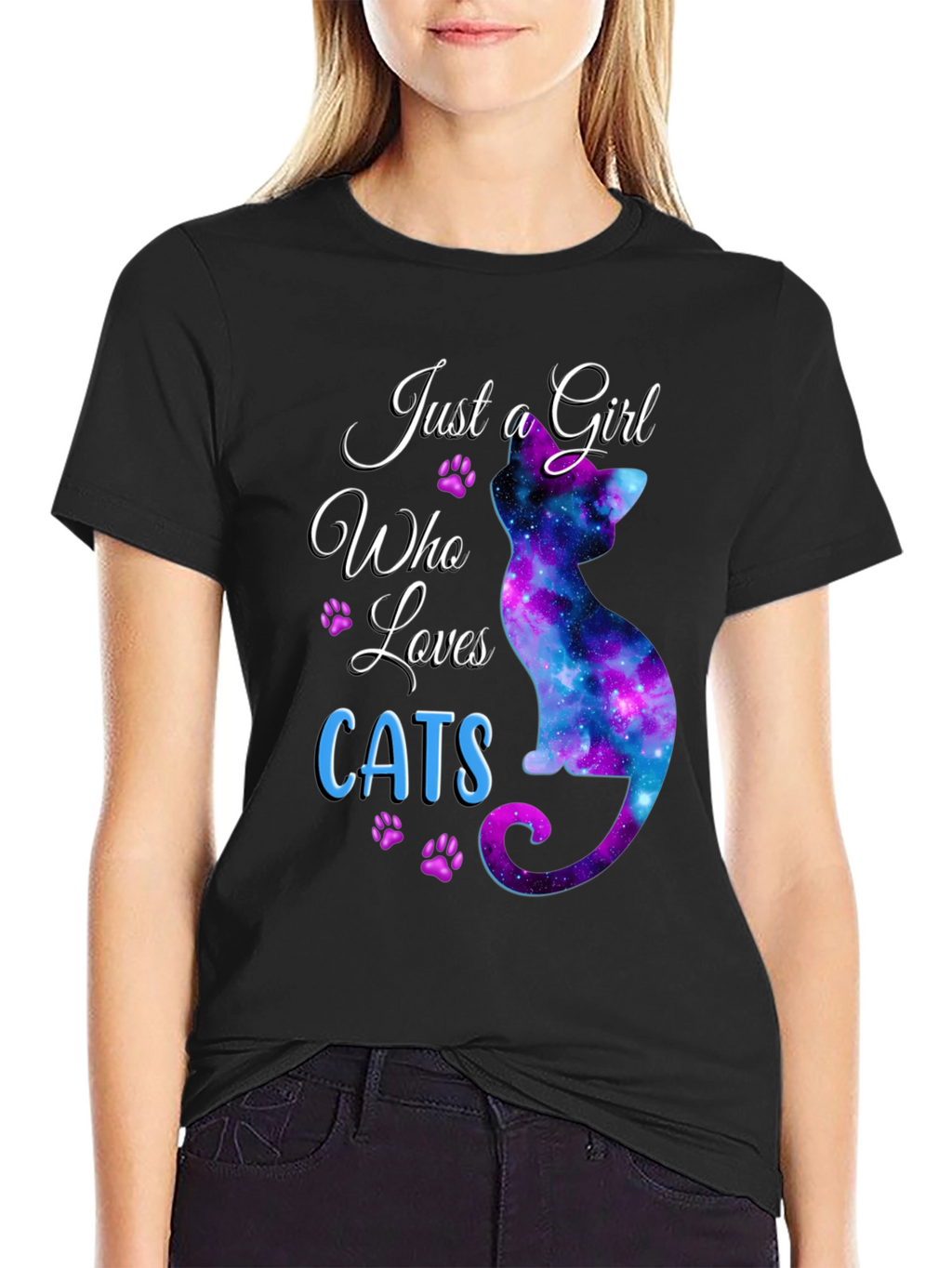 Just a Girl Who Loves Cats Galaxy T-Shirt