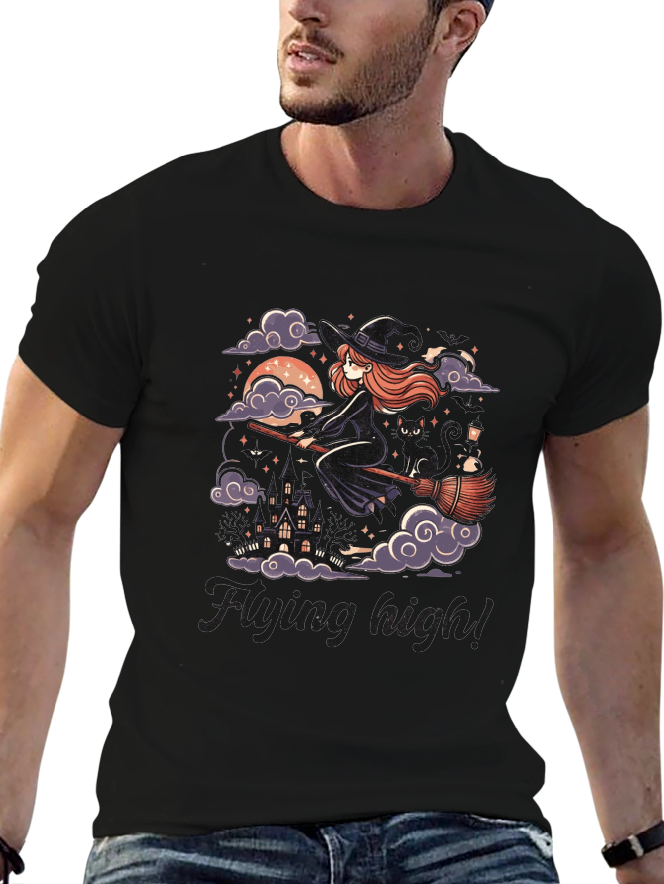 Whimsical Witch T-Shirt - Flying High!