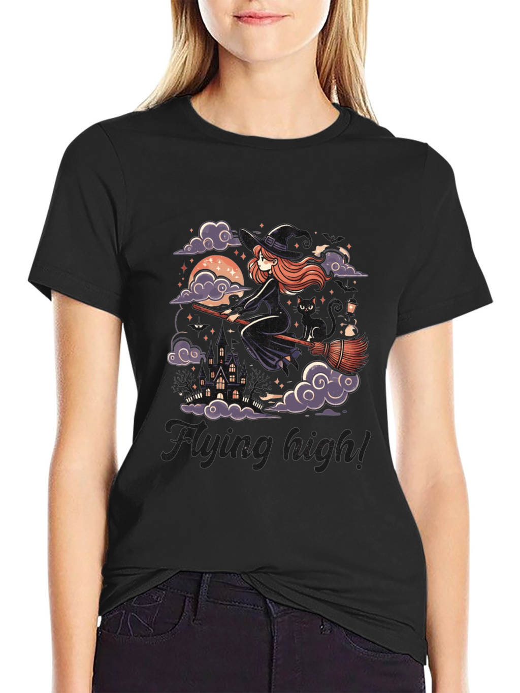 Whimsical Witch T-Shirt - Flying High!