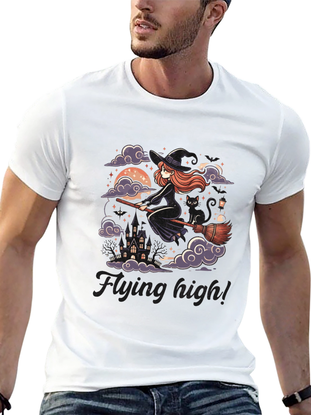 Whimsical Witch T-Shirt - Flying High!