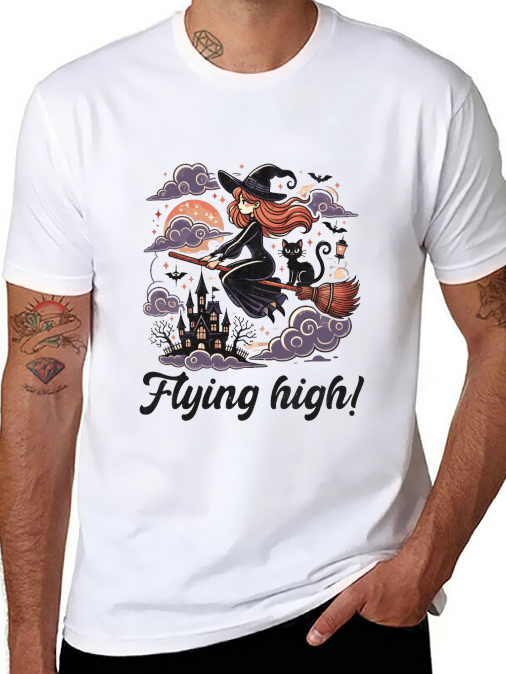 Whimsical Witch T-Shirt - Flying High!