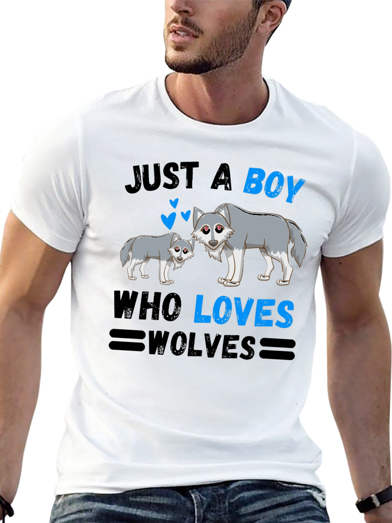 Just a Boy Who Loves Wolves Graphic T-Shirt