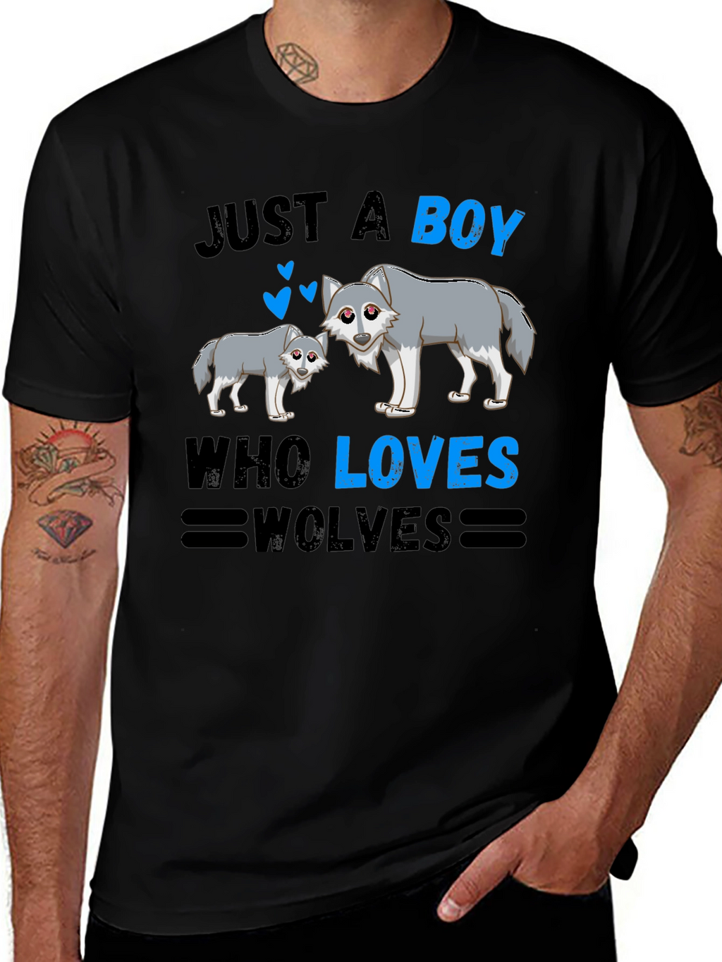 Just a Boy Who Loves Wolves Graphic T-Shirt