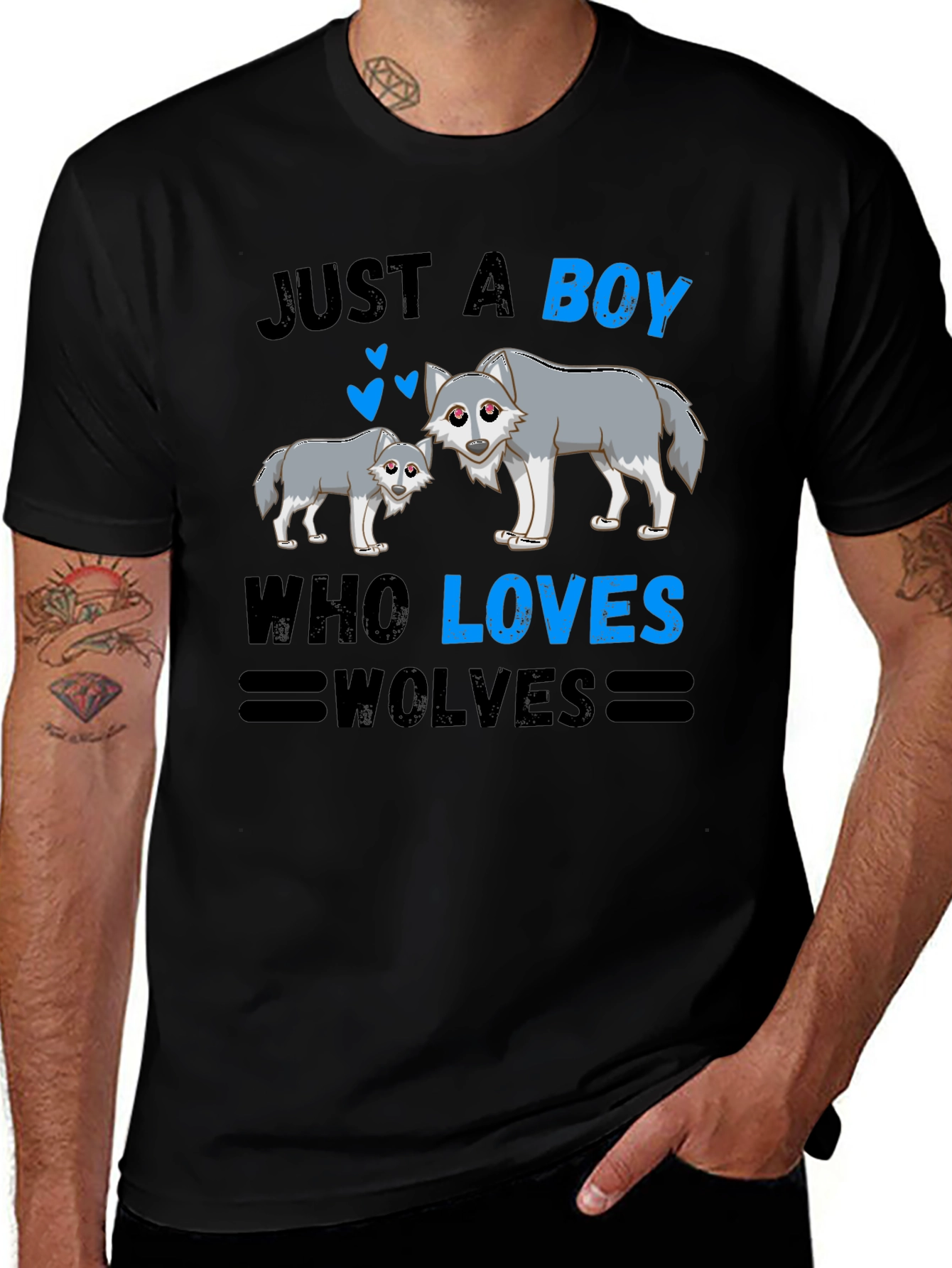 Just a Boy Who Loves Wolves Graphic T-Shirt