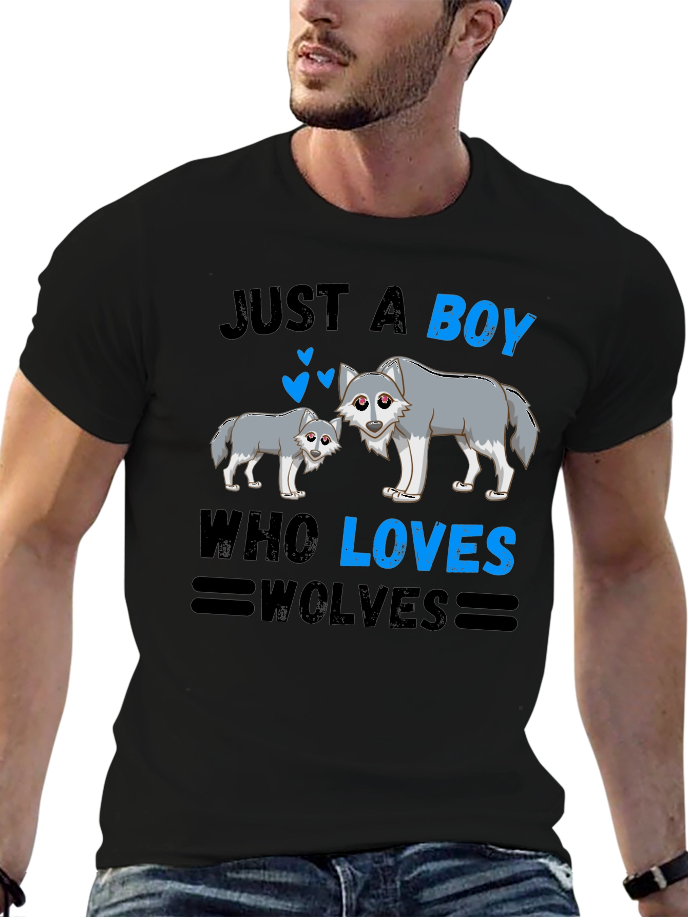 Just a Boy Who Loves Wolves Graphic T-Shirt