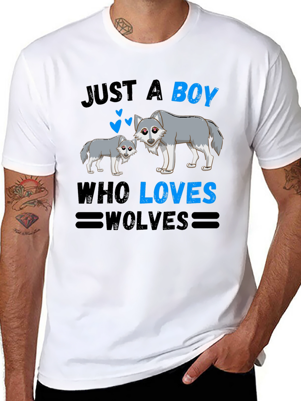 Just a Boy Who Loves Wolves Graphic T-Shirt