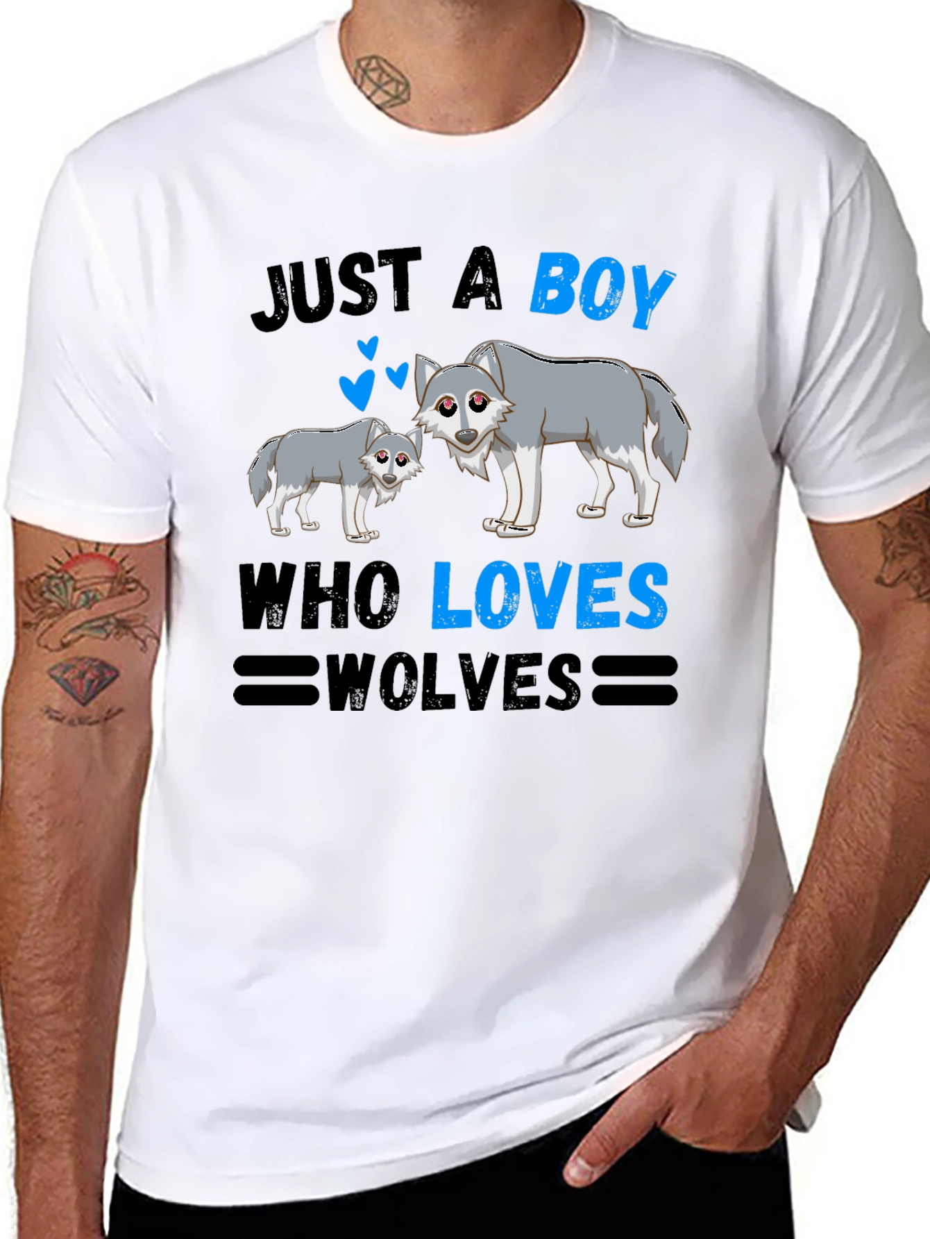 Just a Boy Who Loves Wolves Graphic T-Shirt
