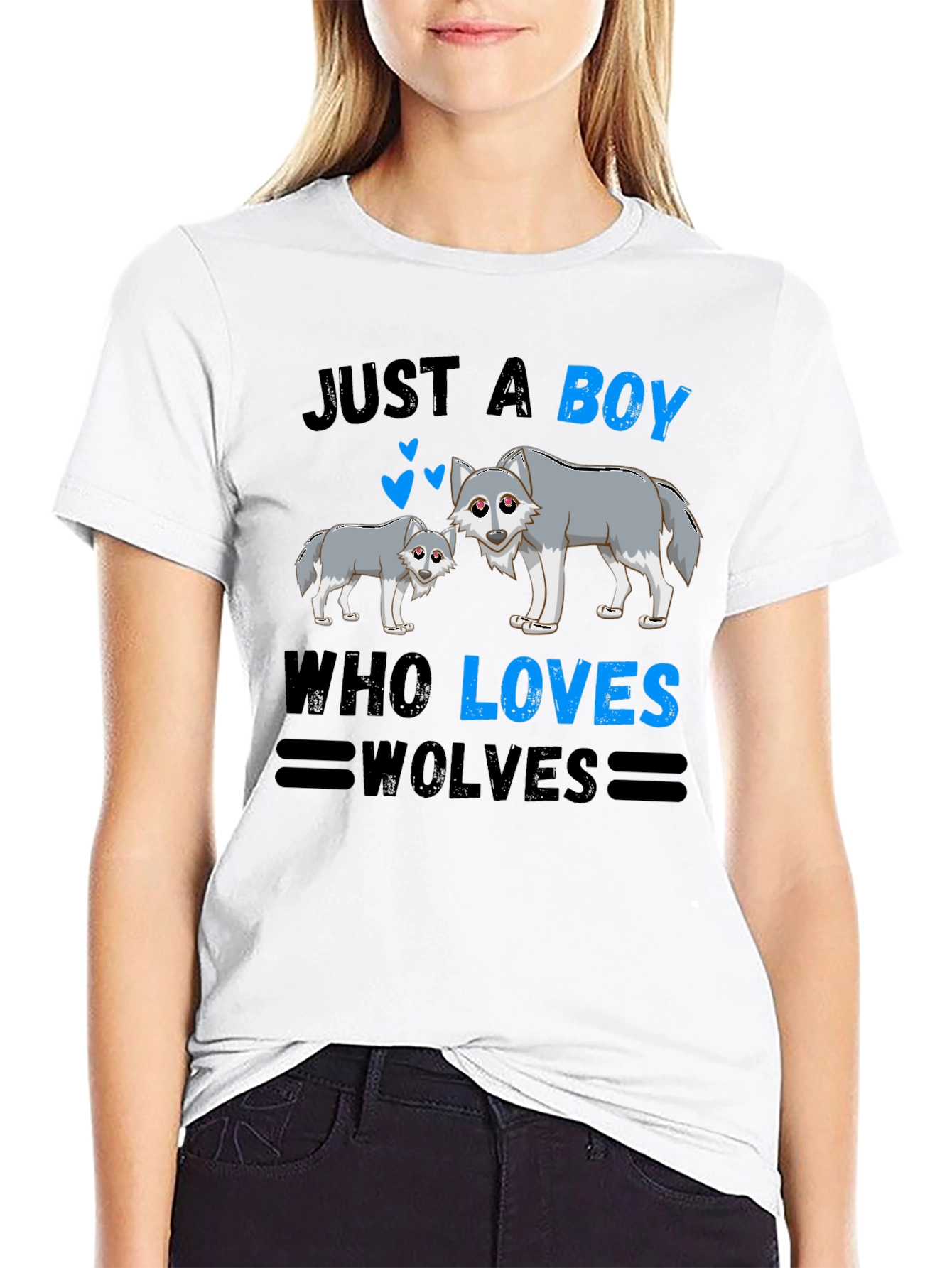Just a Boy Who Loves Wolves Graphic T-Shirt