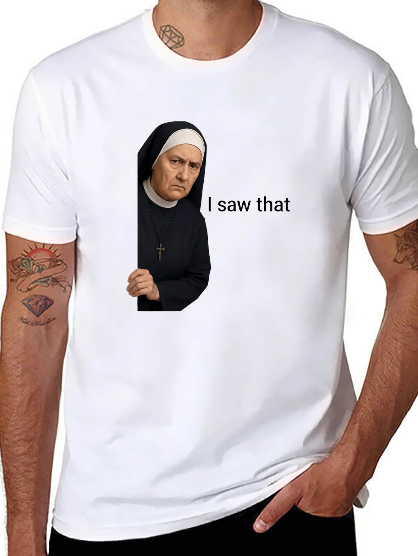 I Saw That Nun T-Shirt Funny Graphic Tee