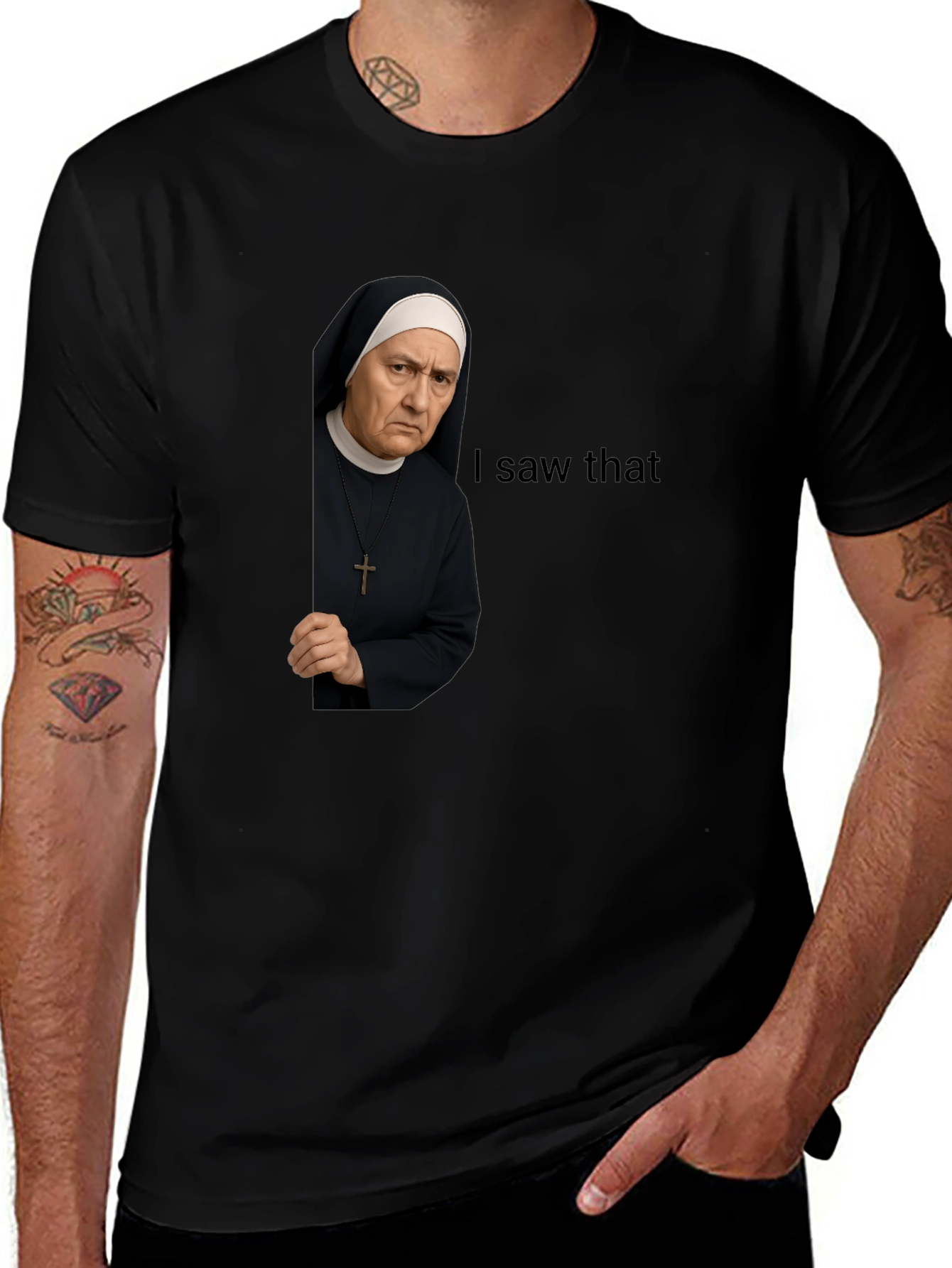 I Saw That Nun T-Shirt Funny Graphic Tee