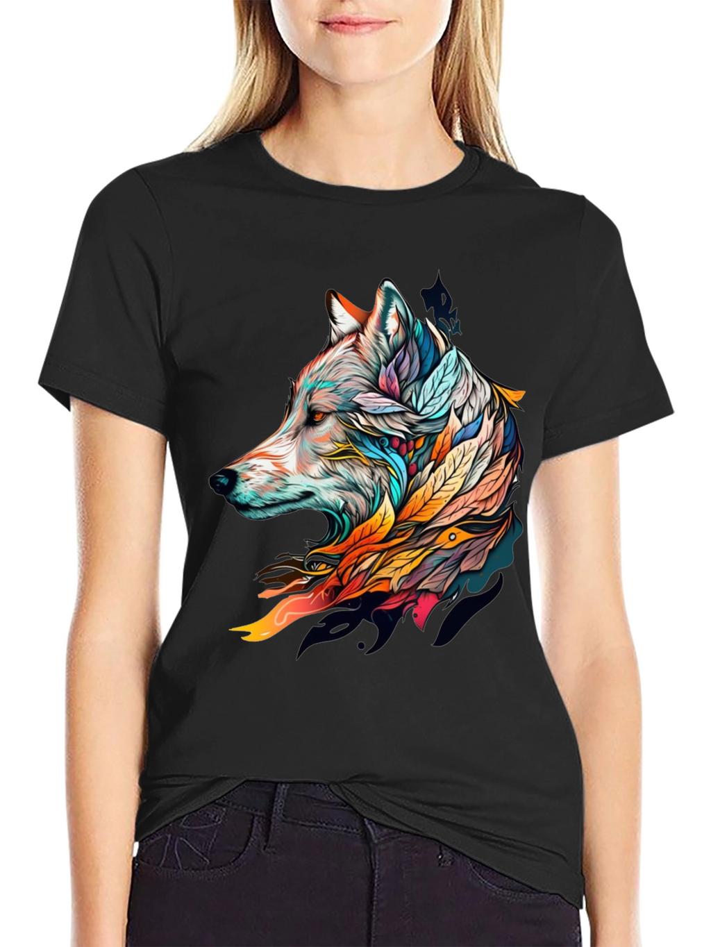 Wolf Art Graphic Tee - Stylish Black T-Shirt
